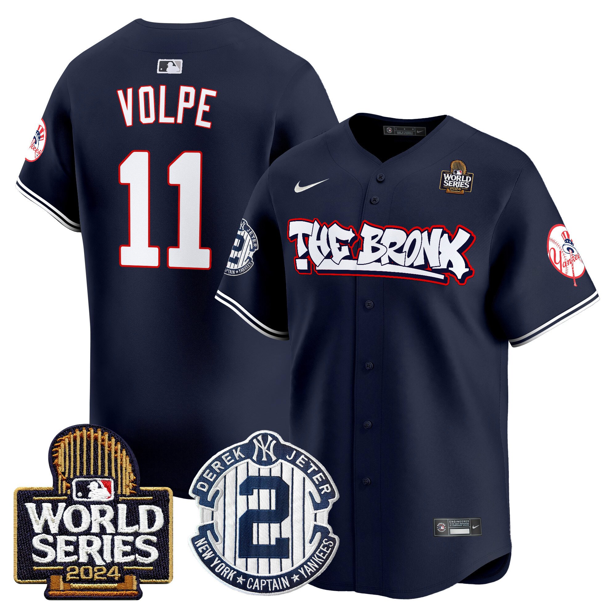 Men's Yankees The Bronx 2024 World Series Vapor Premier Limited Jersey V2 - All Stitched