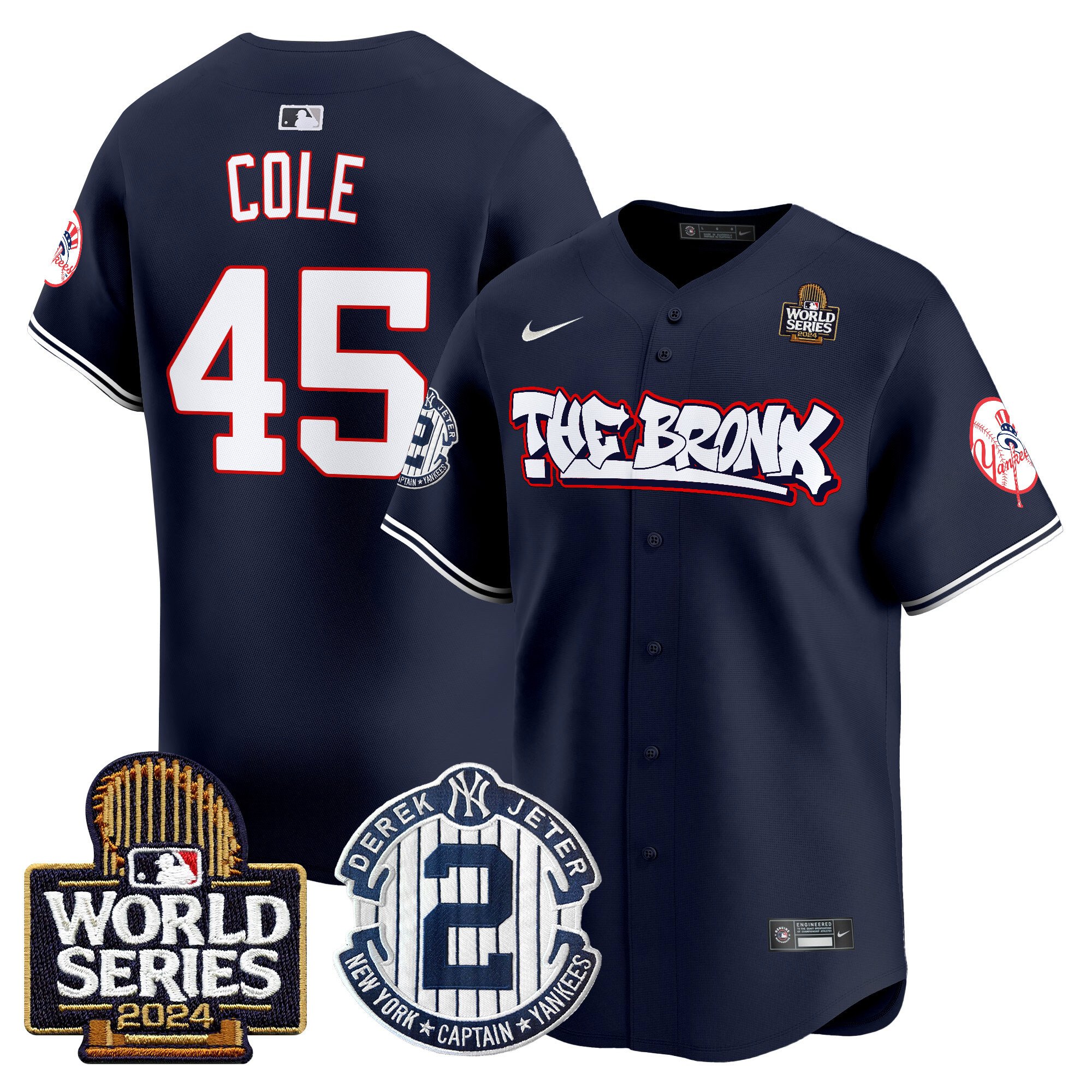 Men's Yankees The Bronx 2024 World Series Vapor Premier Limited Jersey V2 - All Stitched