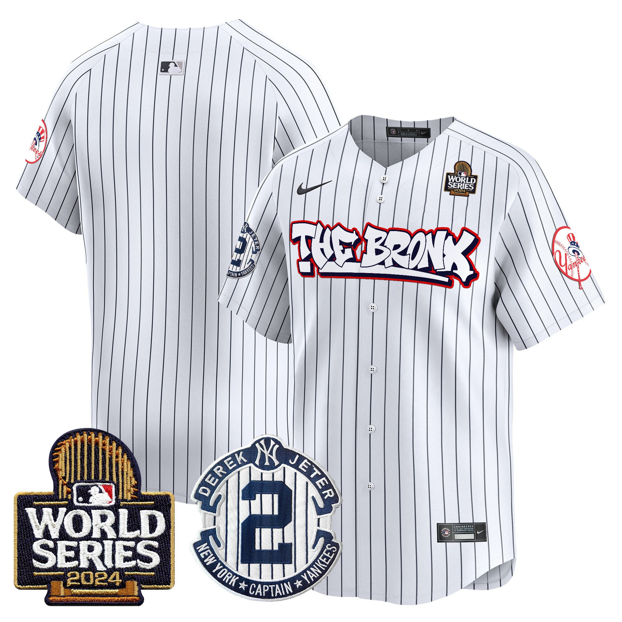 Men's Yankees The Bronx 2024 World Series Vapor Premier Limited Jersey V2 - All Stitched