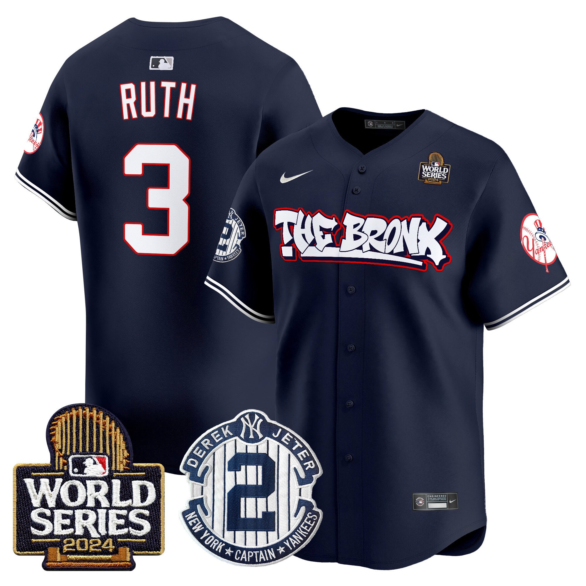 Men's Yankees The Bronx 2024 World Series Vapor Premier Limited Jersey V2 - All Stitched
