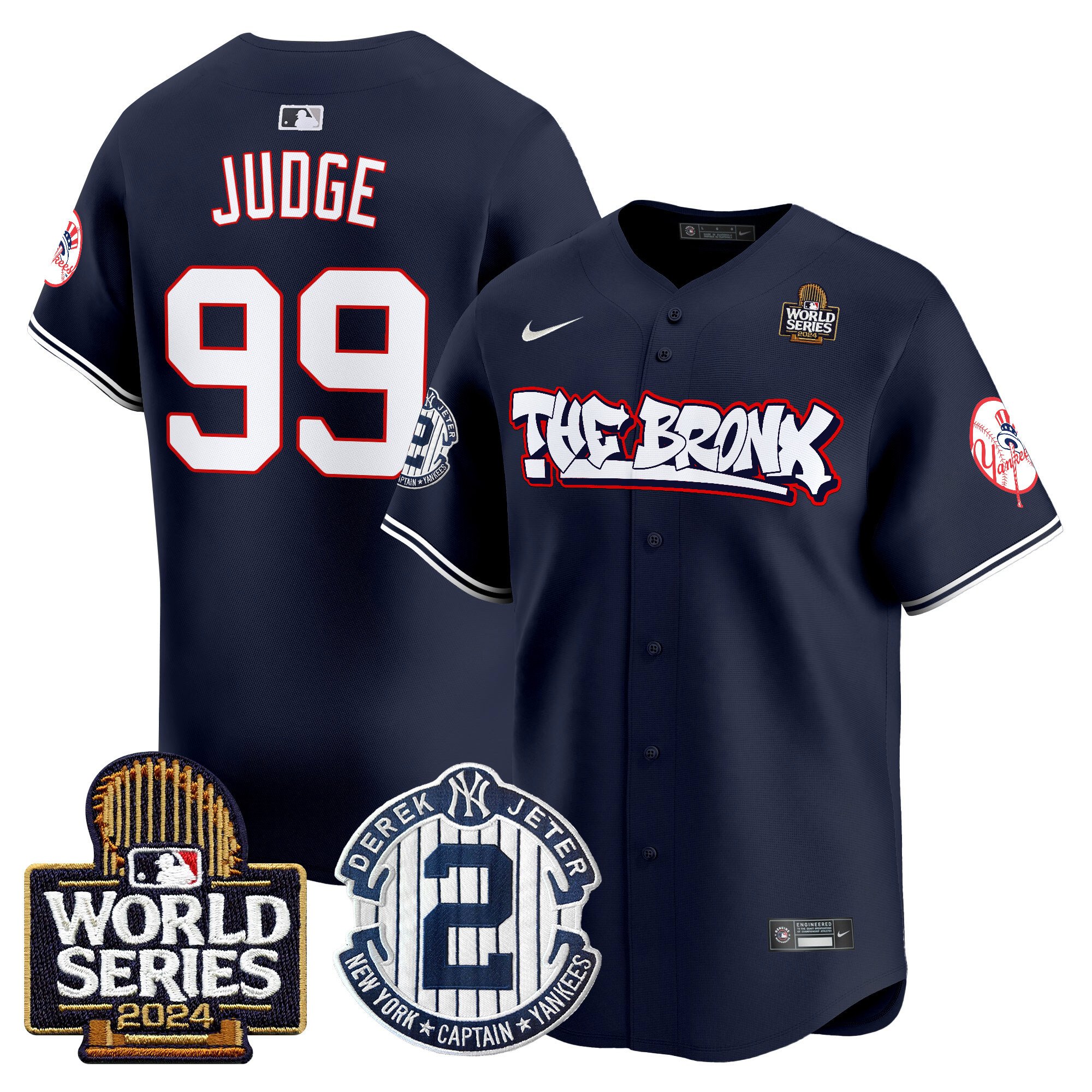 Men's Yankees The Bronx 2024 World Series Vapor Premier Limited Jersey V2 - All Stitched