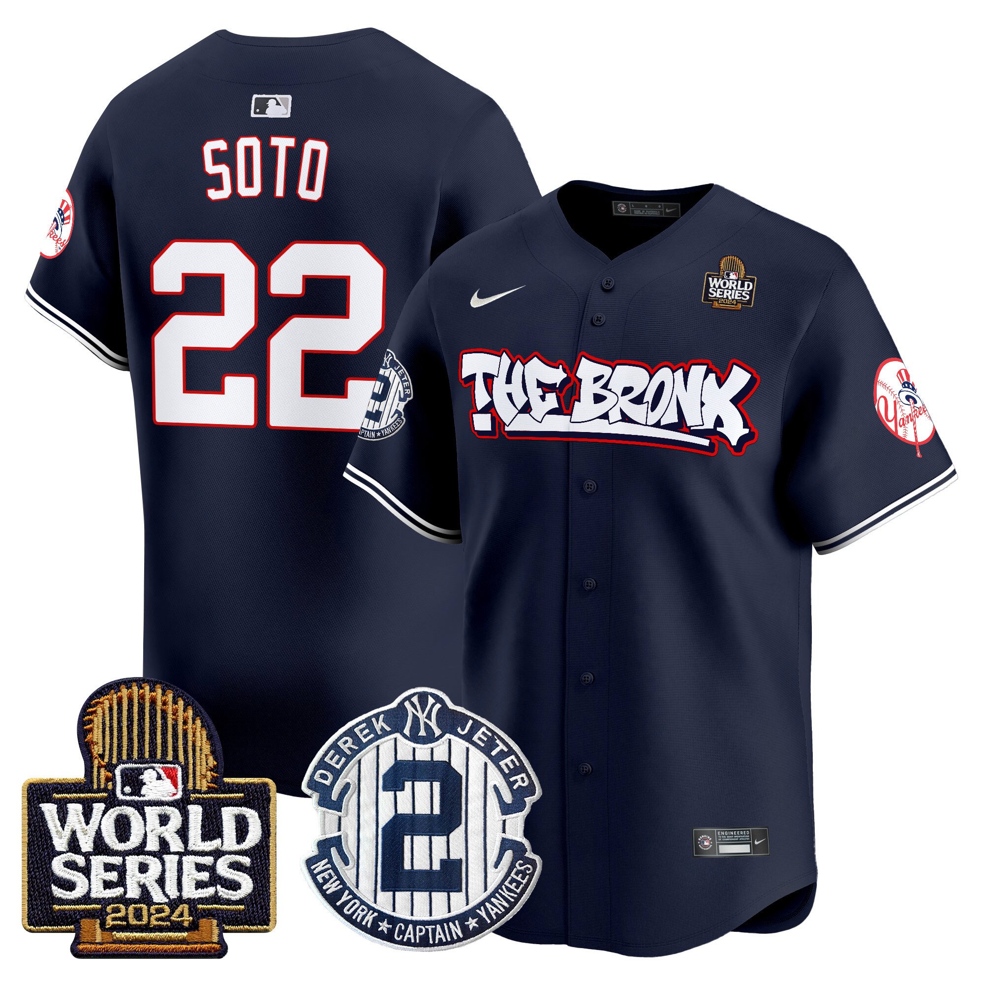 Men's Yankees The Bronx 2024 World Series Vapor Premier Limited Jersey V2 - All Stitched