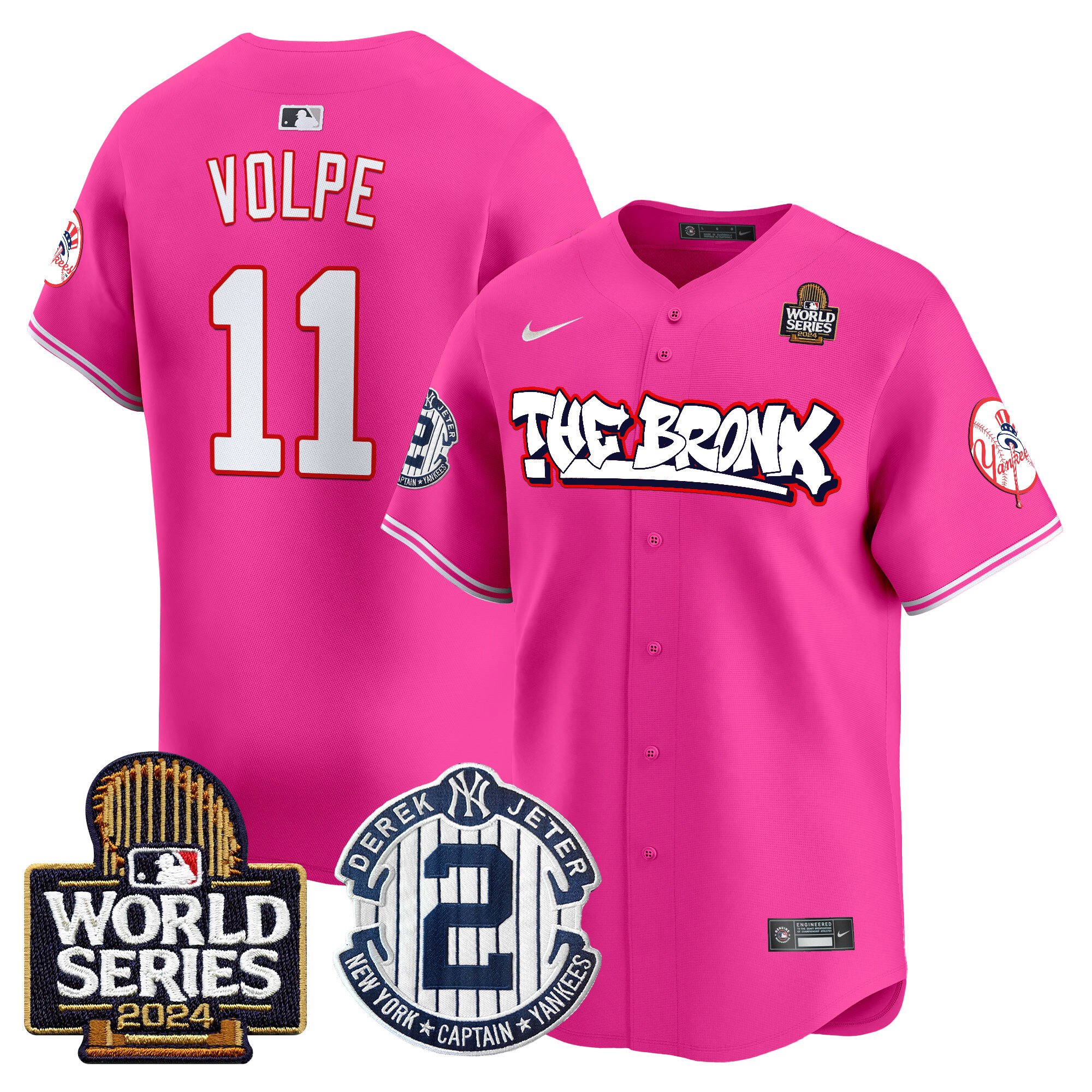 Men's Yankees The Bronx 2024 World Series Vapor Premier Limited Jersey V2 - All Stitched