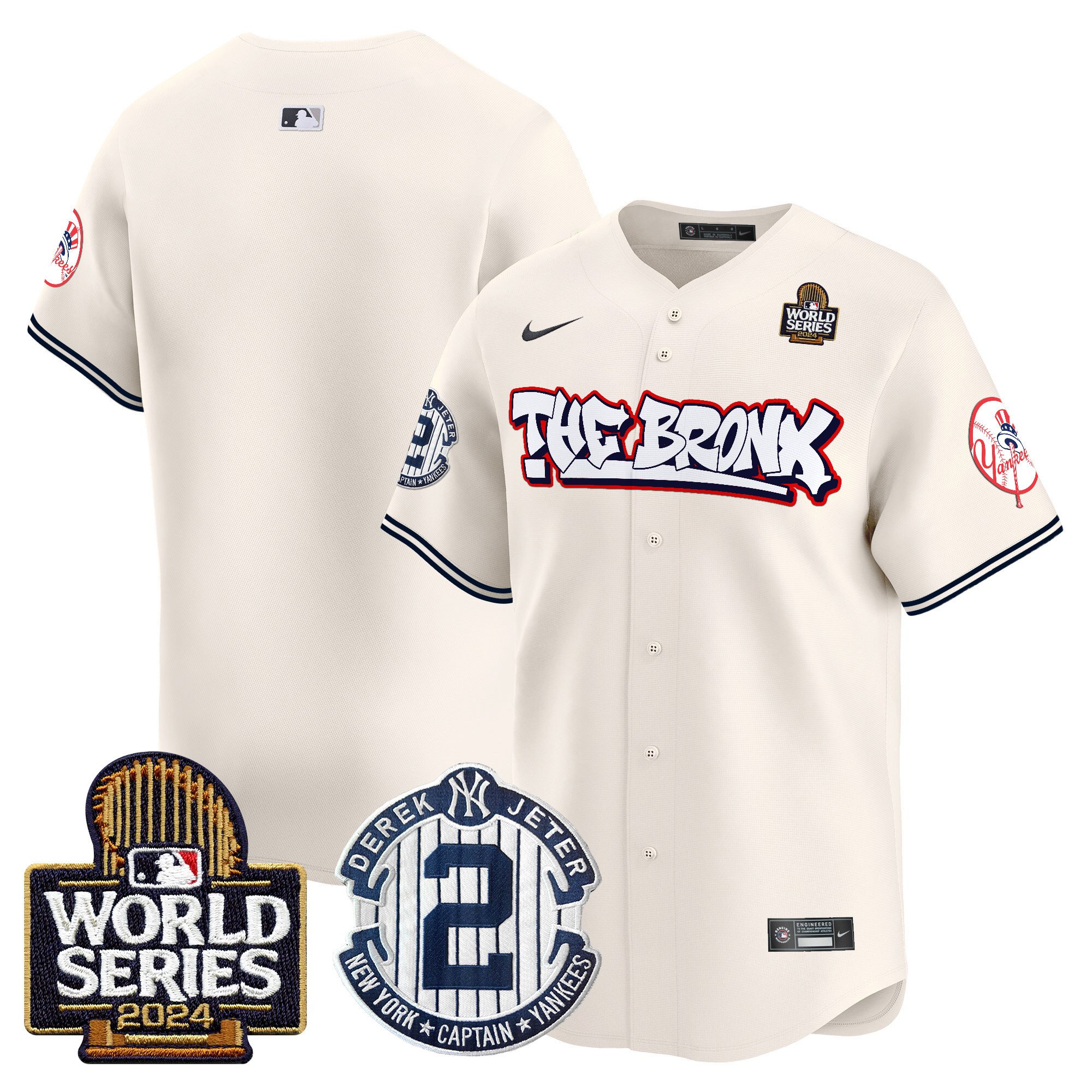 Men's Yankees The Bronx 2024 World Series Vapor Premier Limited Jersey V2 - All Stitched