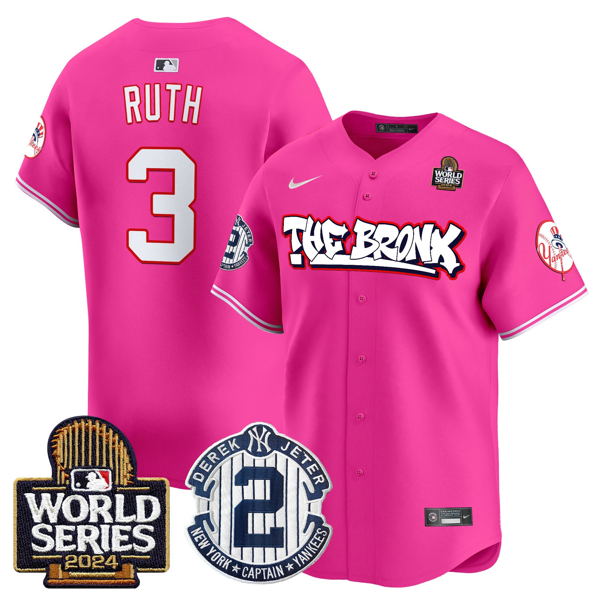 Men's Yankees The Bronx 2024 World Series Vapor Premier Limited Jersey V2 - All Stitched