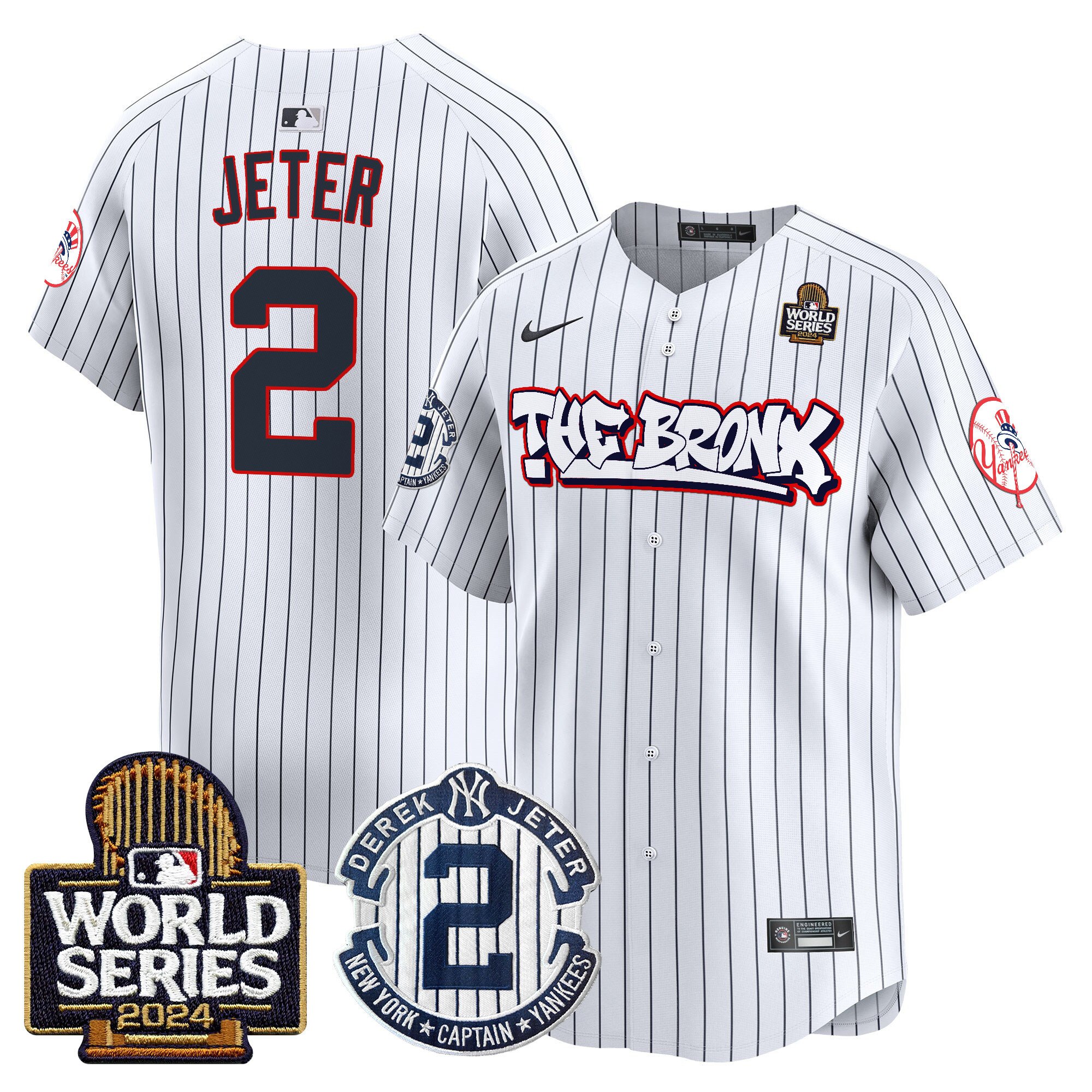 Men's Yankees The Bronx 2024 World Series Vapor Premier Limited Jersey V2 - All Stitched