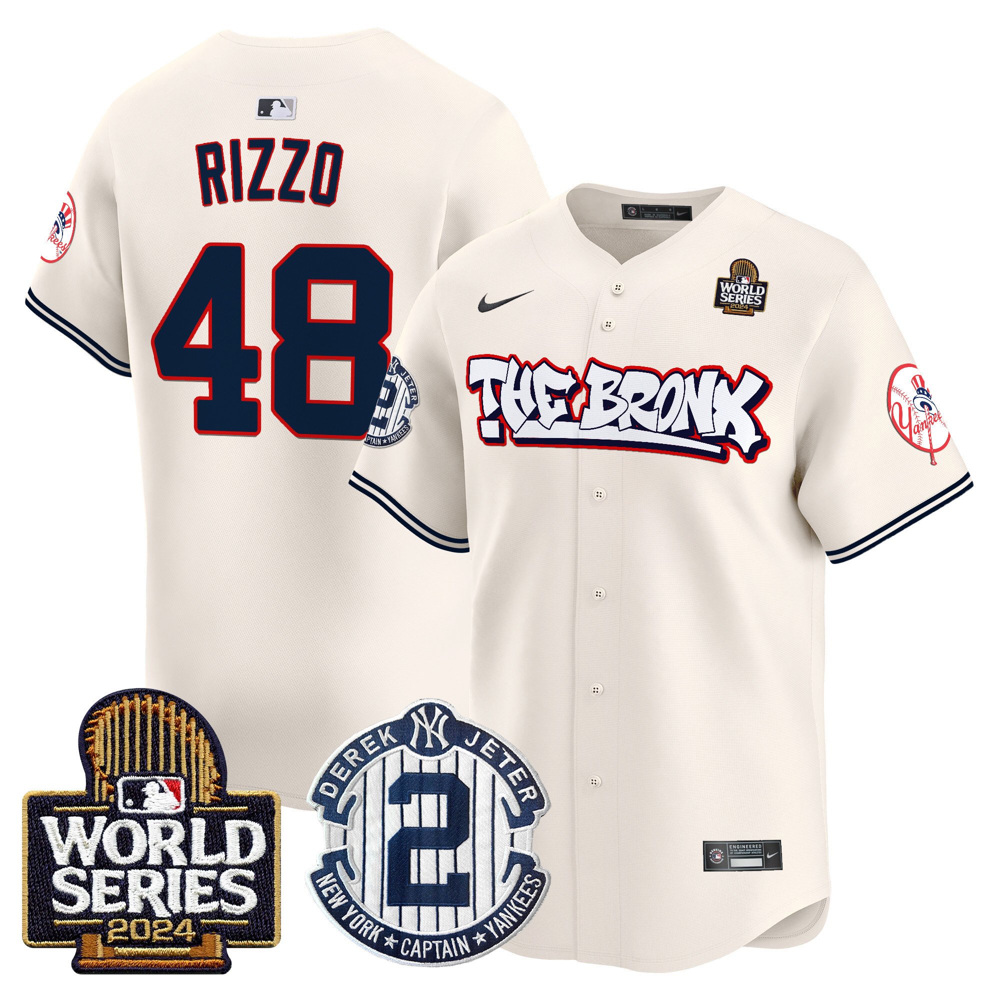Men's Yankees The Bronx 2024 World Series Vapor Premier Limited Jersey V2 - All Stitched