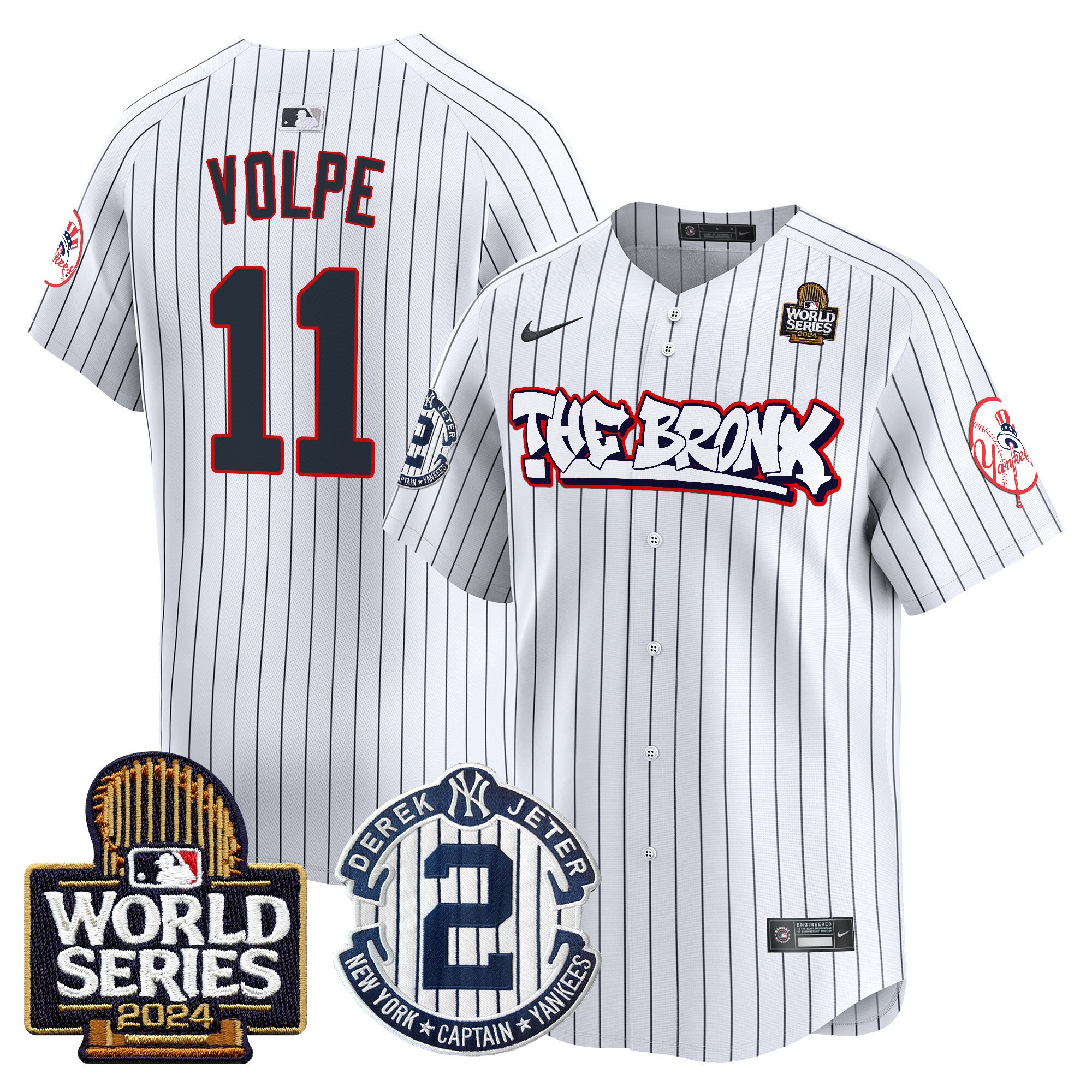 Men's Yankees The Bronx 2024 World Series Vapor Premier Limited Jersey V2 - All Stitched