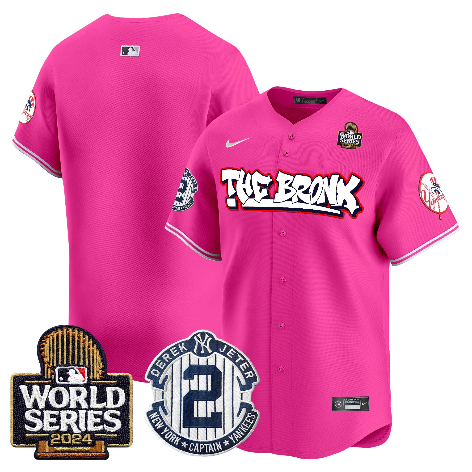 Men's Yankees The Bronx 2024 World Series Vapor Premier Limited Jersey V2 - All Stitched