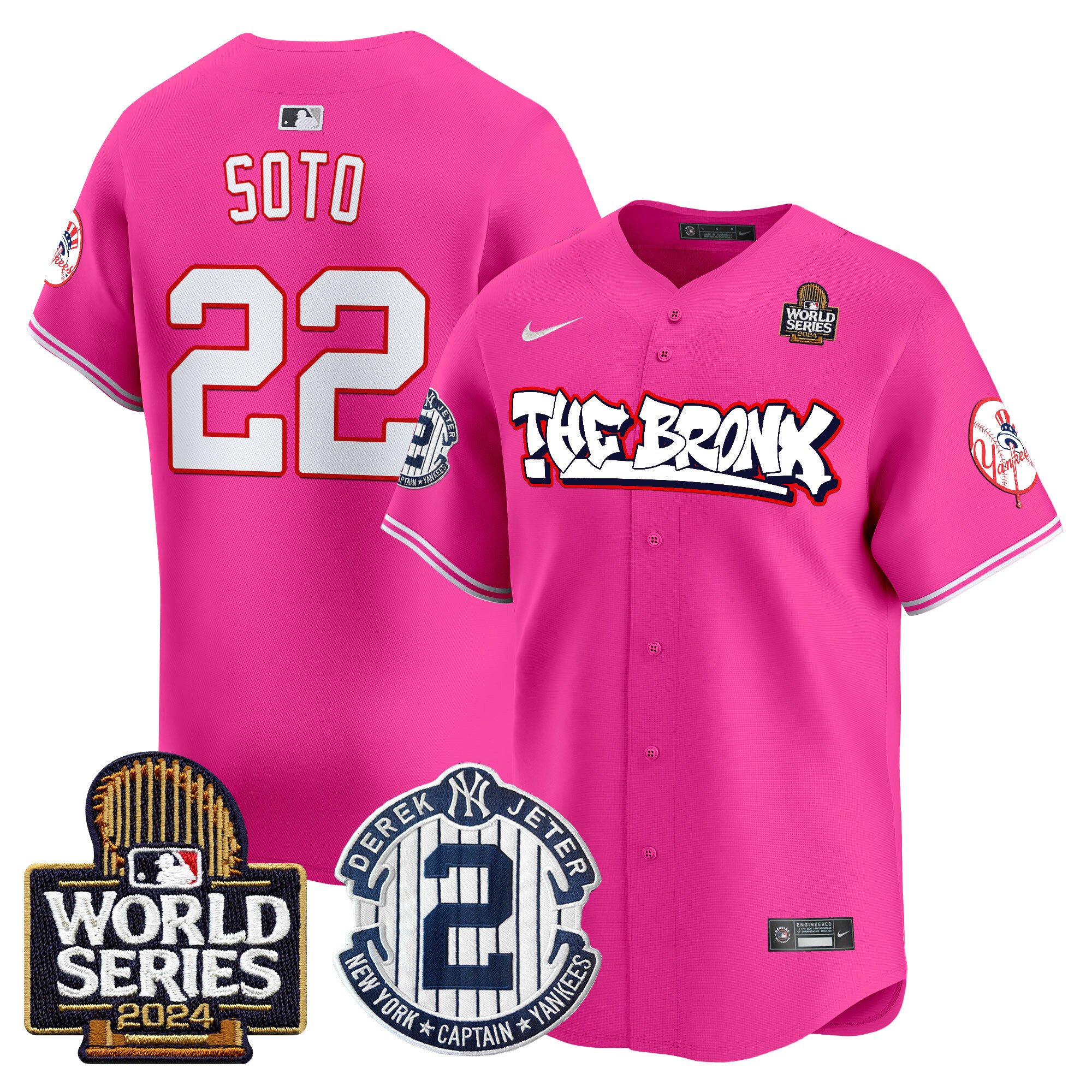 Men's Yankees The Bronx 2024 World Series Vapor Premier Limited Jersey V2 - All Stitched