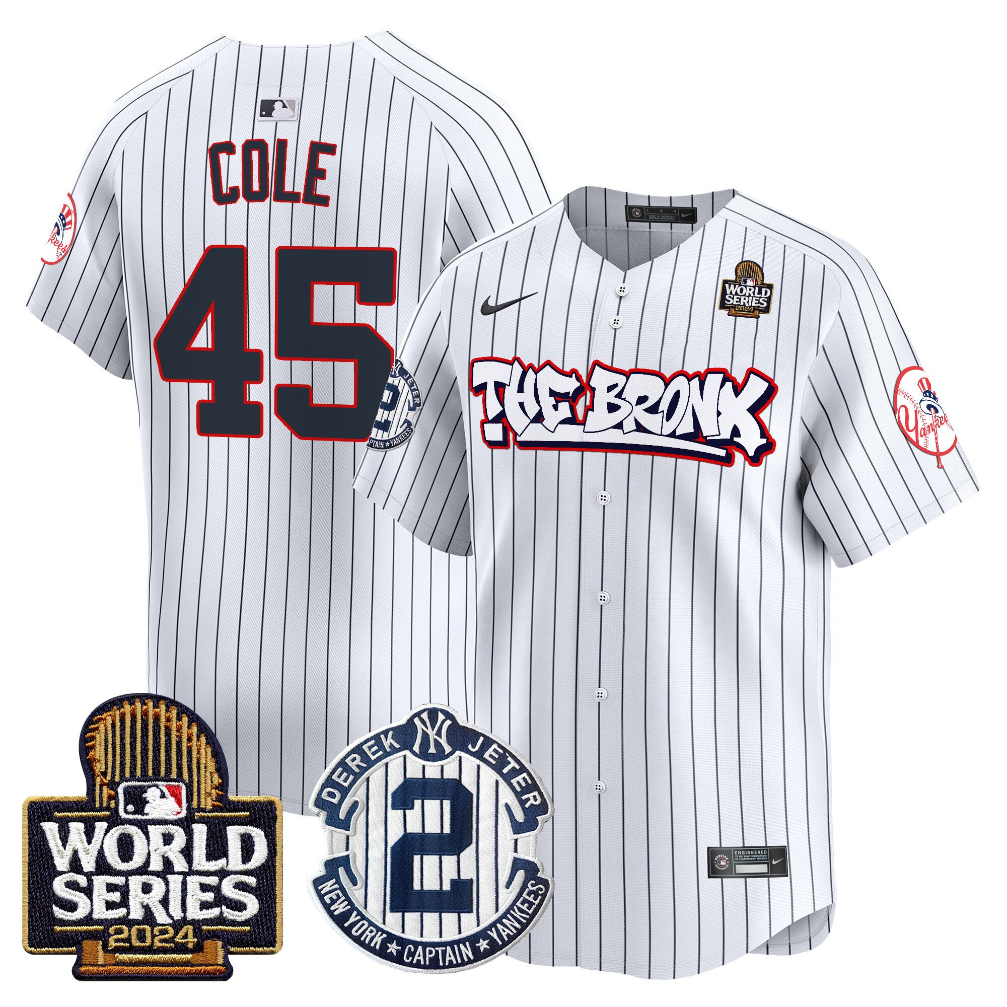 Men's Yankees The Bronx 2024 World Series Vapor Premier Limited Jersey V2 - All Stitched