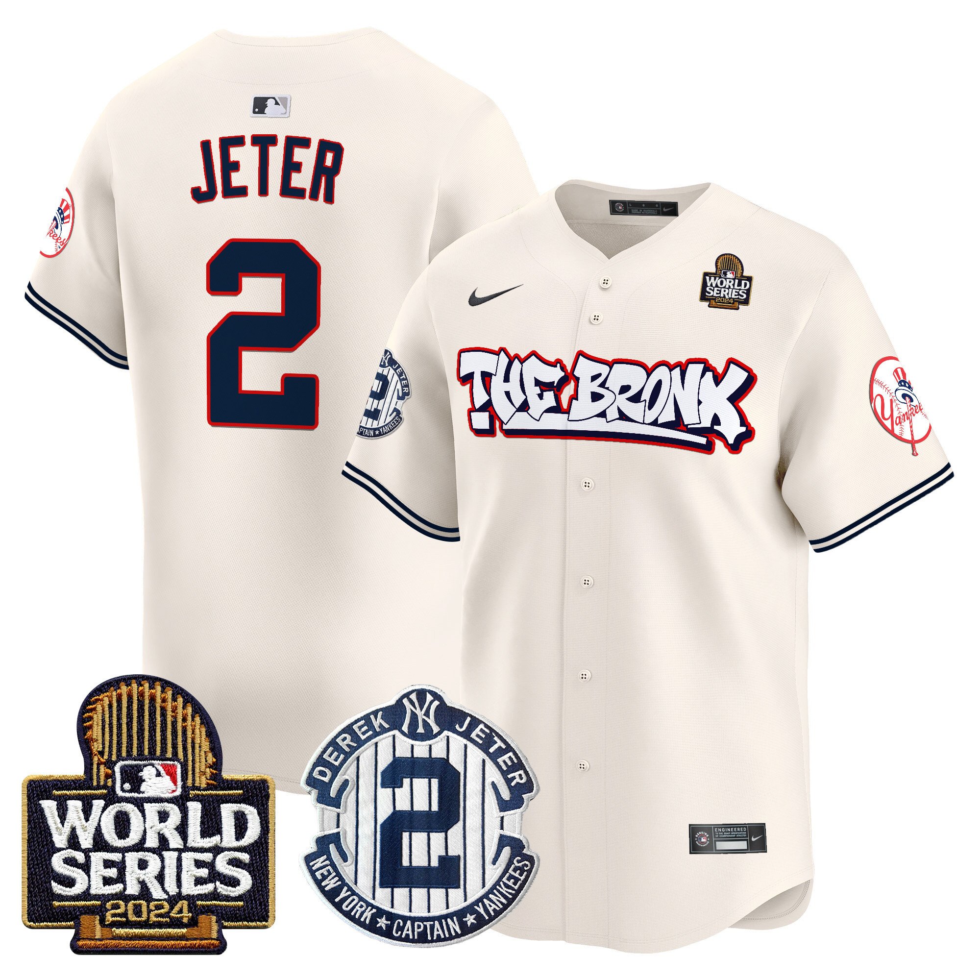Men's Yankees The Bronx 2024 World Series Vapor Premier Limited Jersey V2 - All Stitched
