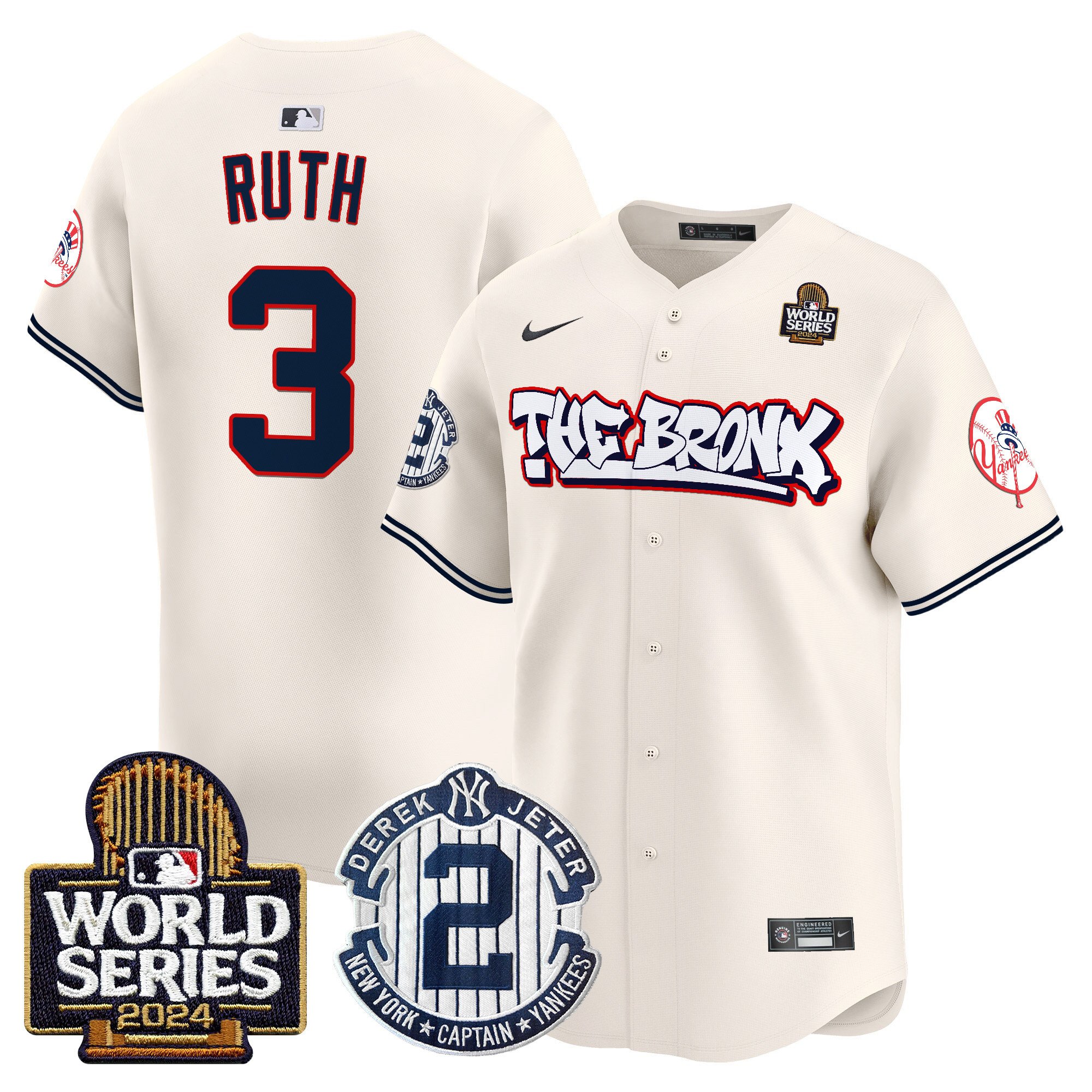 Men's Yankees The Bronx 2024 World Series Vapor Premier Limited Jersey V2 - All Stitched