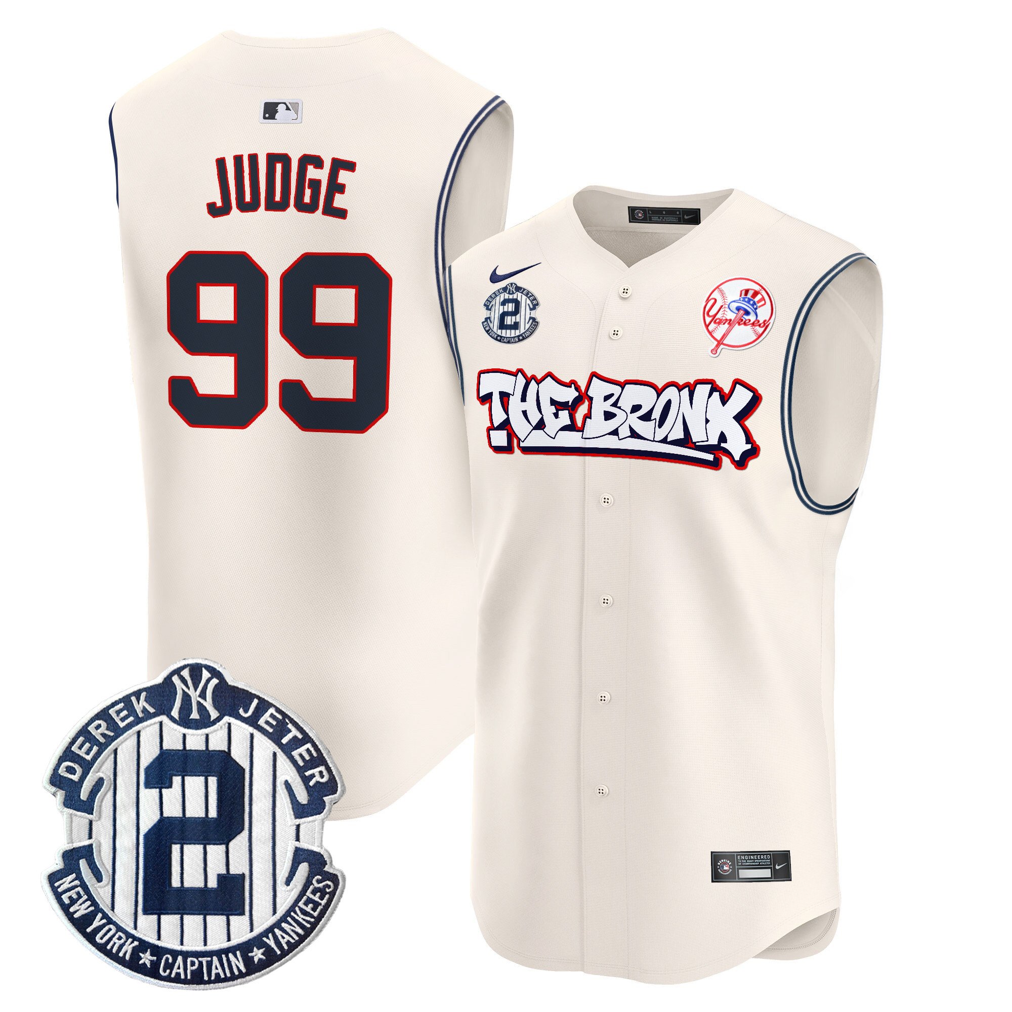 Men's Yankees The Bronx Graffiti Vapor Premier Sleeveless Jersey - All Stitched