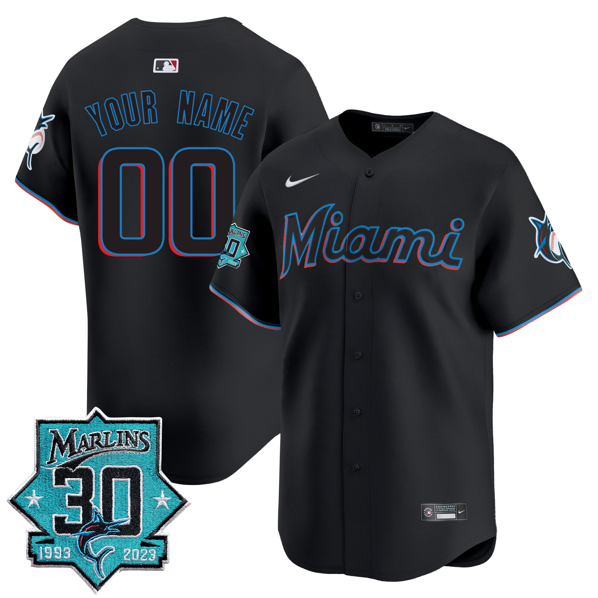Miami Marlins 30 Seasons Anniversary Patch Vapor Premier Limited Custom Jersey – All Stitched