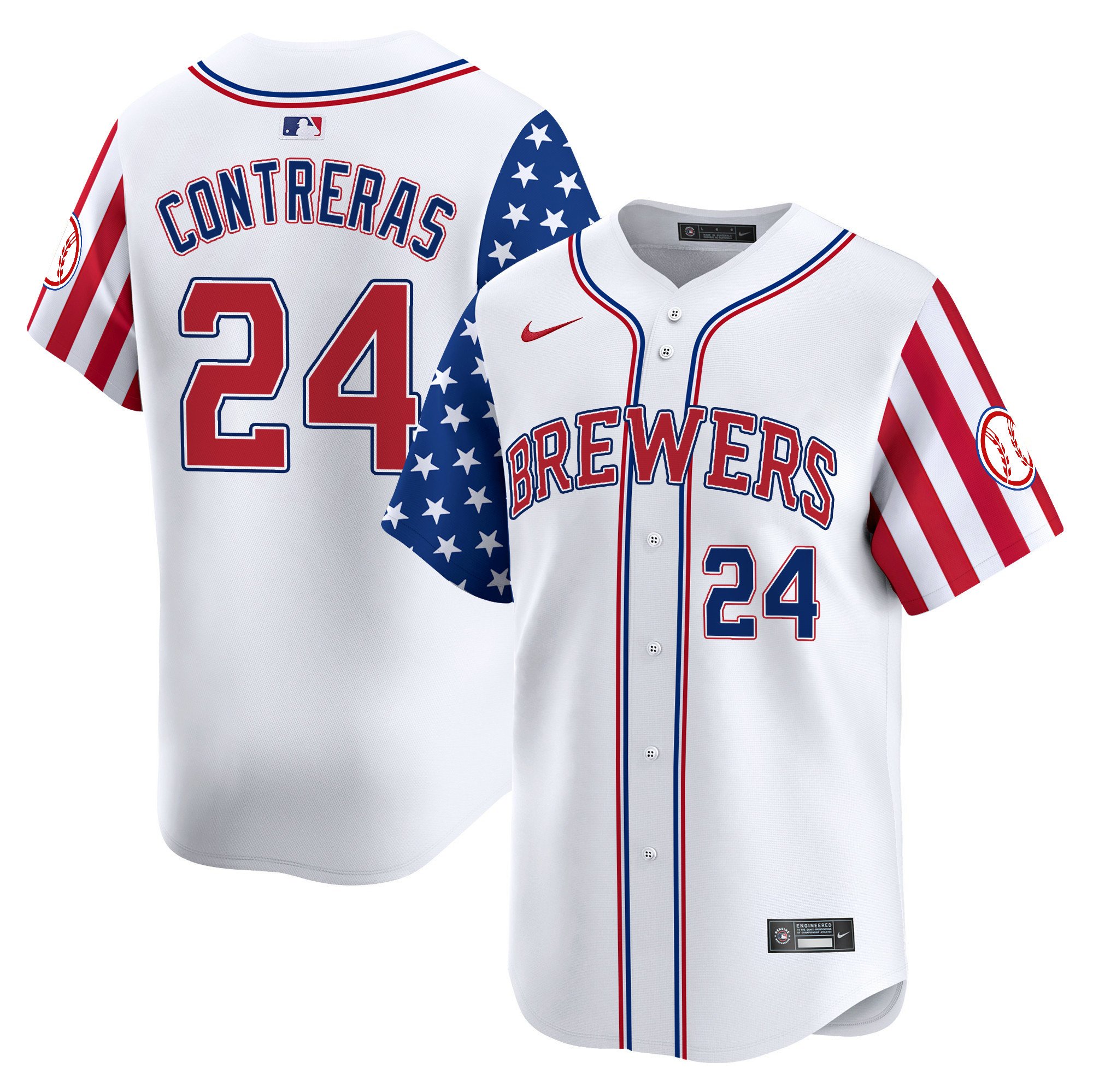 Milwaukee Brewers 2024 Independence Day Vapor Premier Limited Jersey - All Stitched