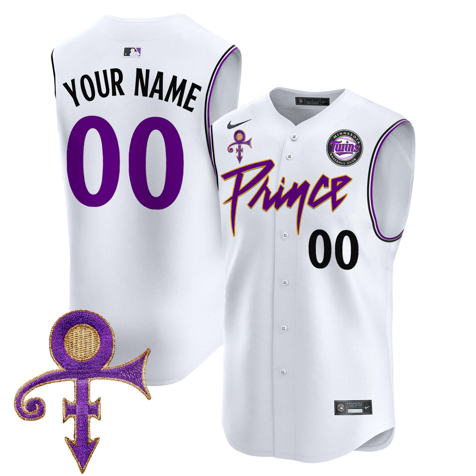 Minnesota Twins Prince Patch Vapor Premier Sleeveless Custom Jersey - All Stitched