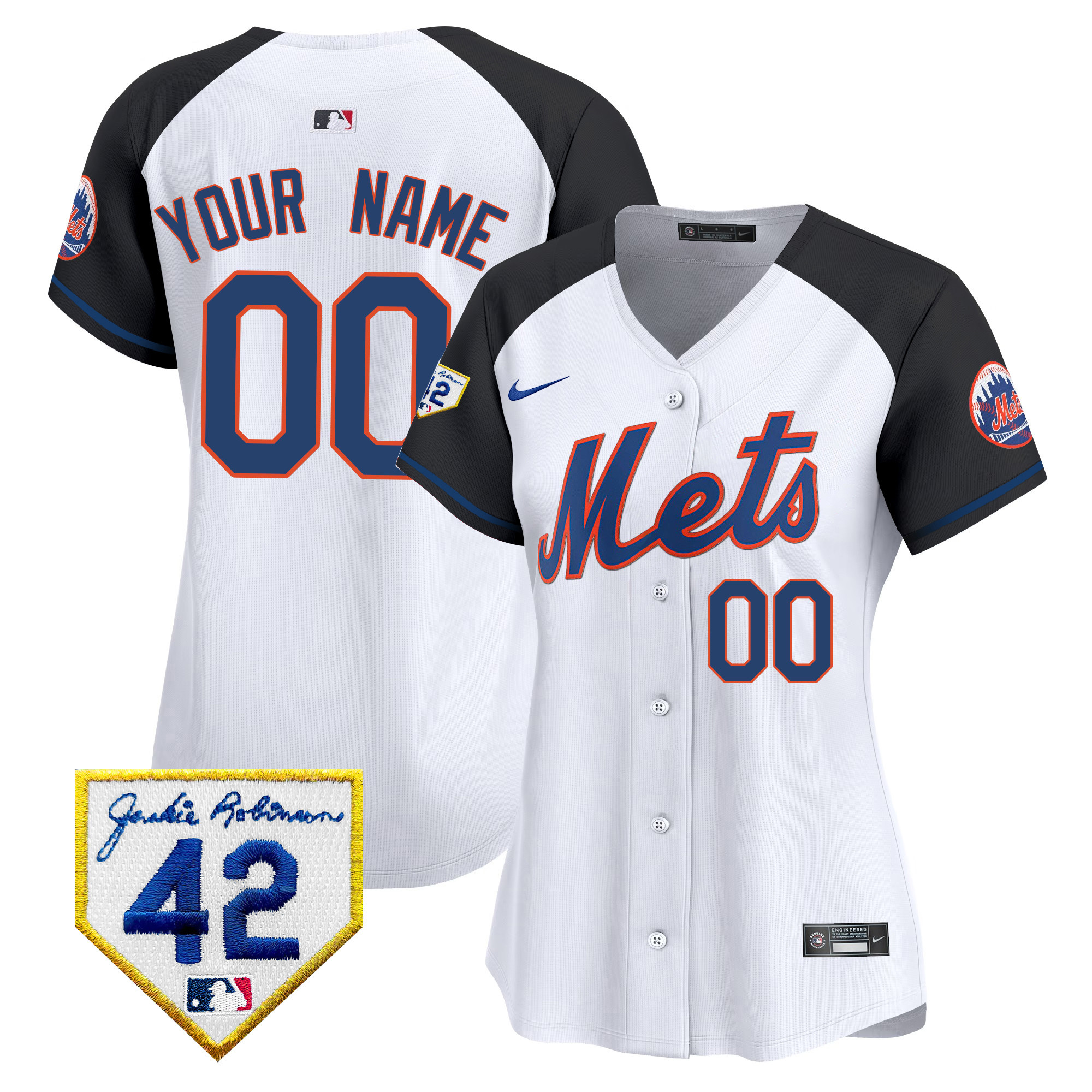New York Mets 2024 Jackie Robinson Patch Vapor Premier Limited Custom Jersey - All Stitched