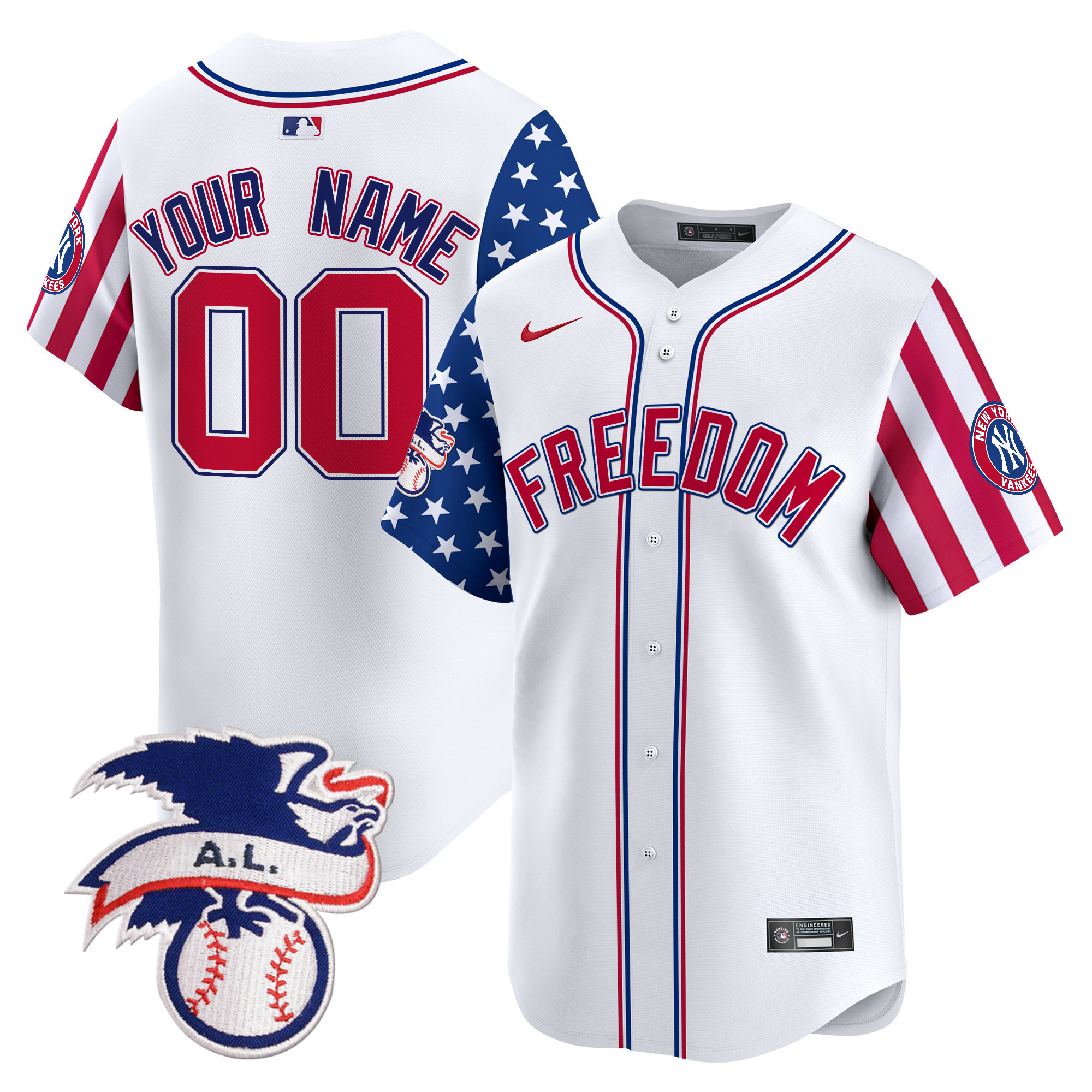 New York Yankees 2024 Fourth of July Vapor Premier Limited Custom Jersey V4 - All Stitched