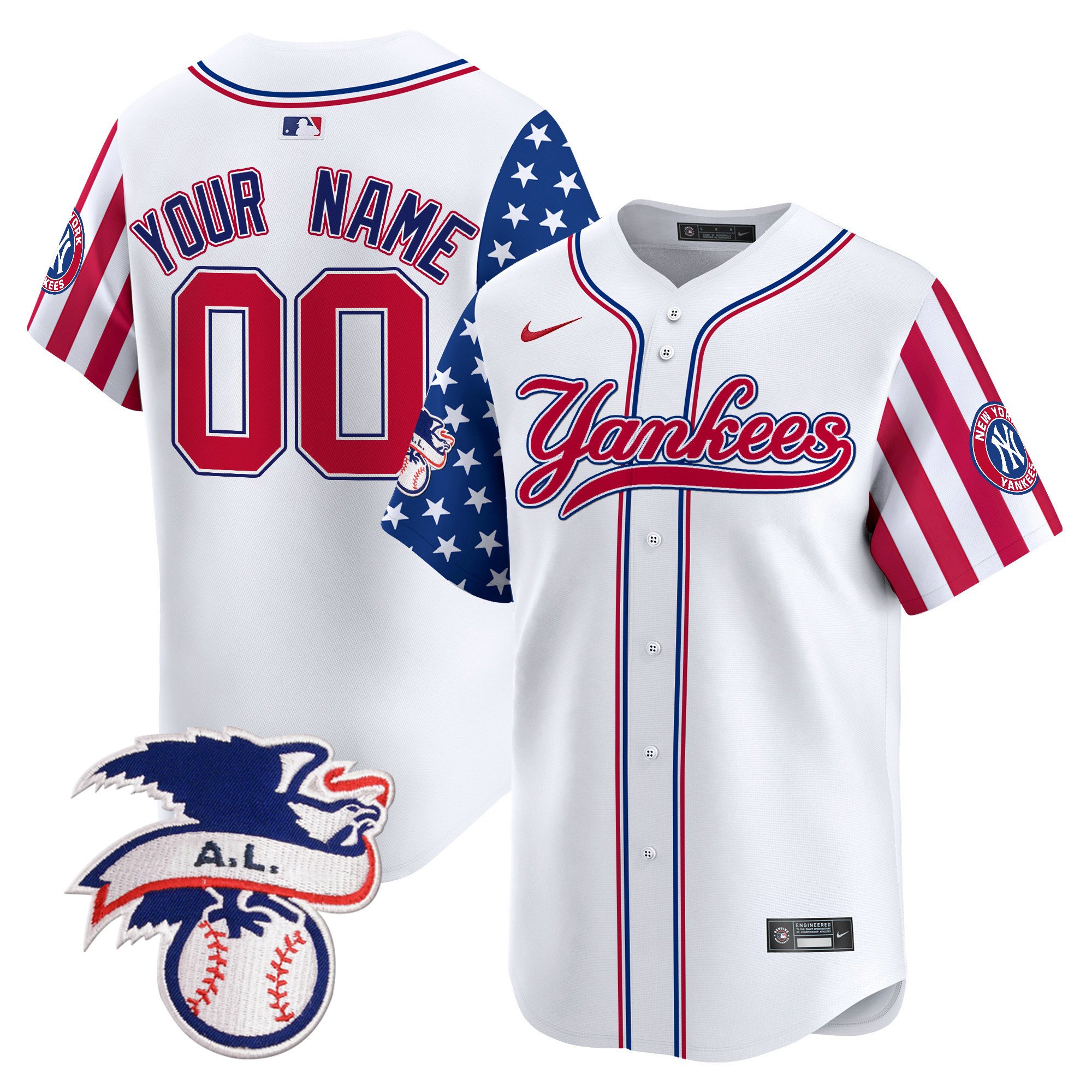 New York Yankees 2024 Fourth of July Vapor Premier Limited Custom Jersey V7 - All Stitched