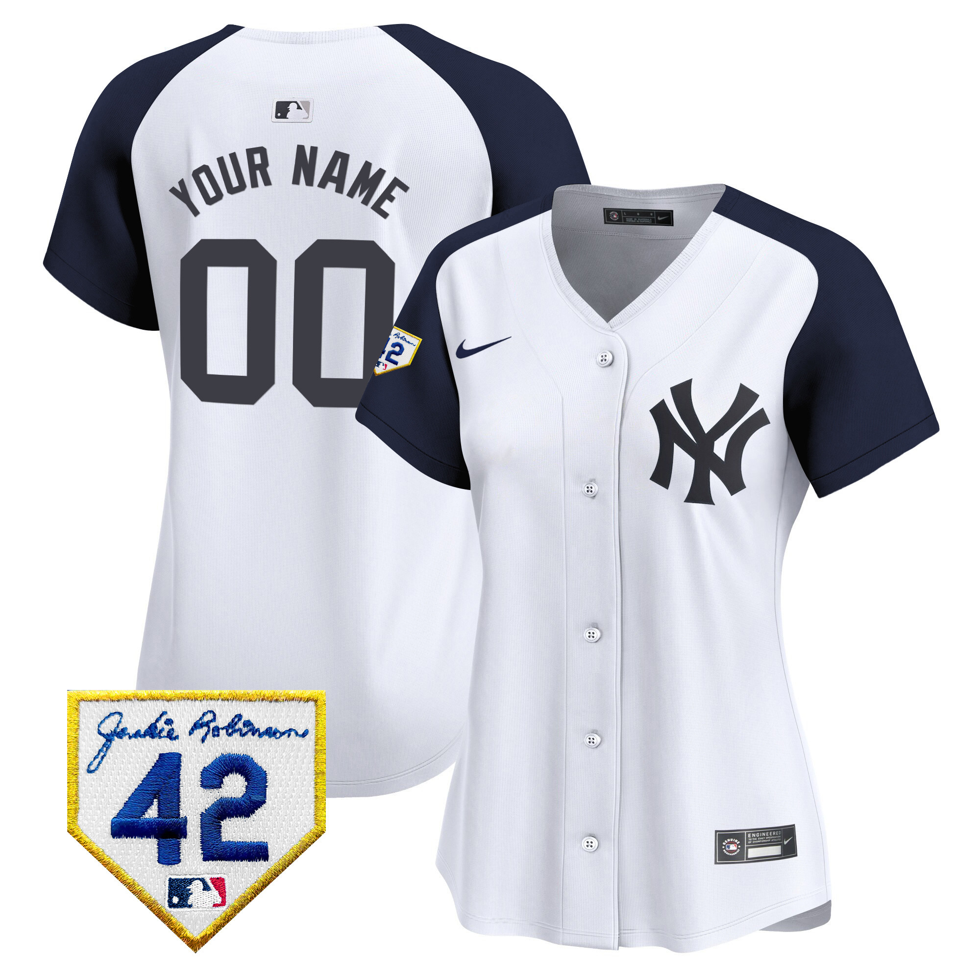 New York Yankees 2024 Jackie Robinson Patch Vapor Premier Limited Custom Jersey - All Stitched