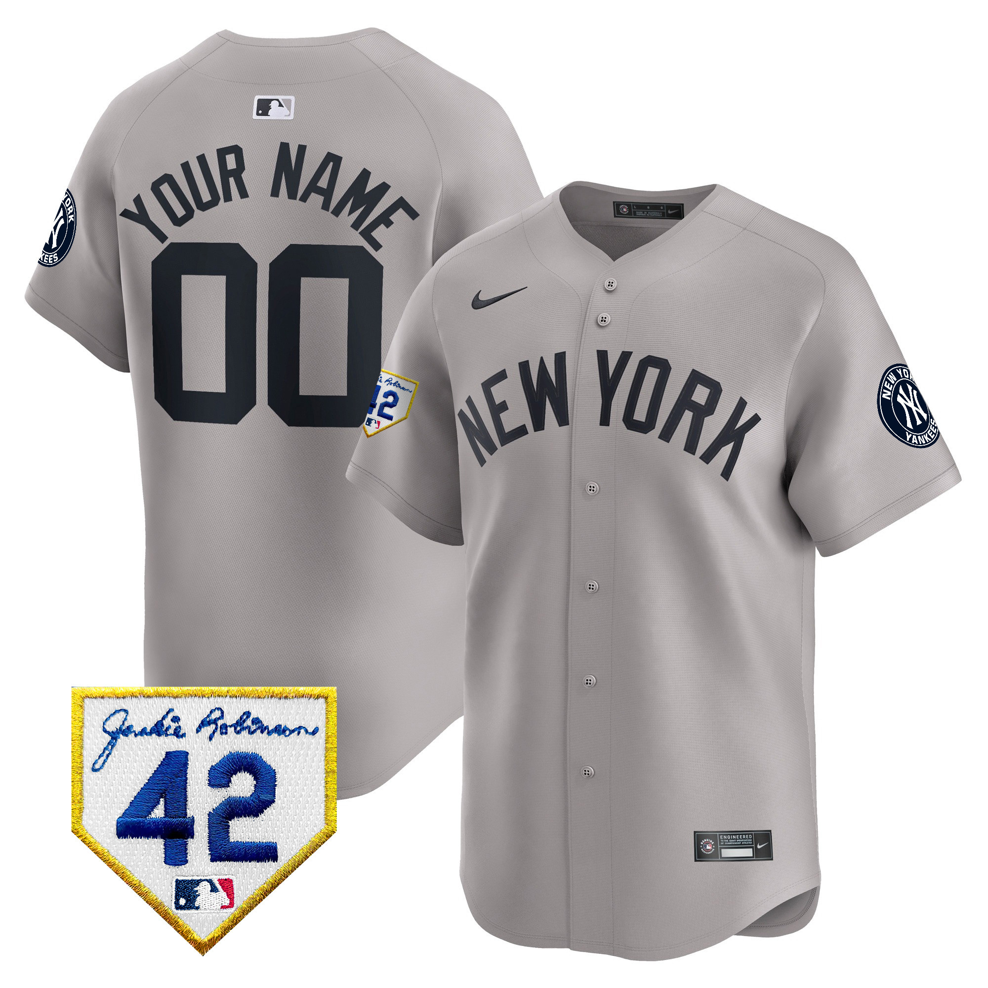 New York Yankees 2024 Jackie Robinson Patch Vapor Premier Limited Custom Jersey - All Stitched