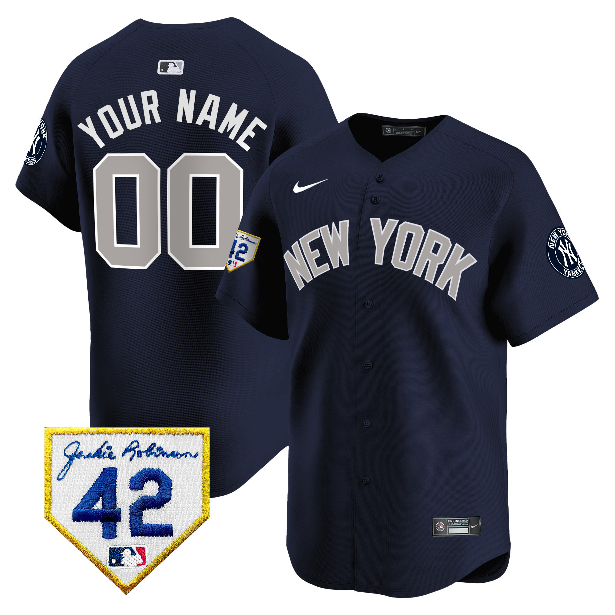 New York Yankees 2024 Jackie Robinson Patch Vapor Premier Limited Custom Jersey - All Stitched