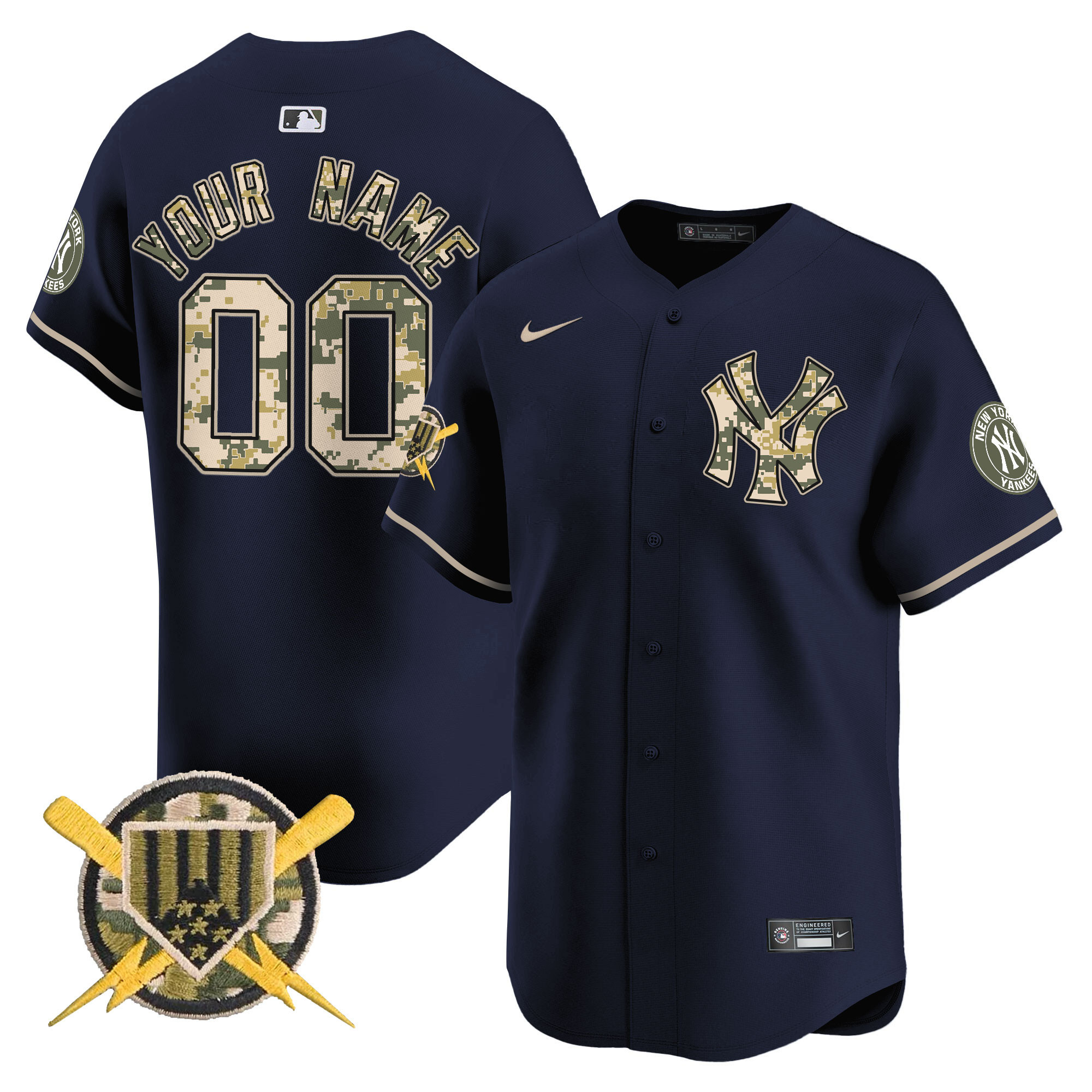 New York Yankees Armed Forces Day Vapor Premier Limited Custom Jersey - All Stitched
