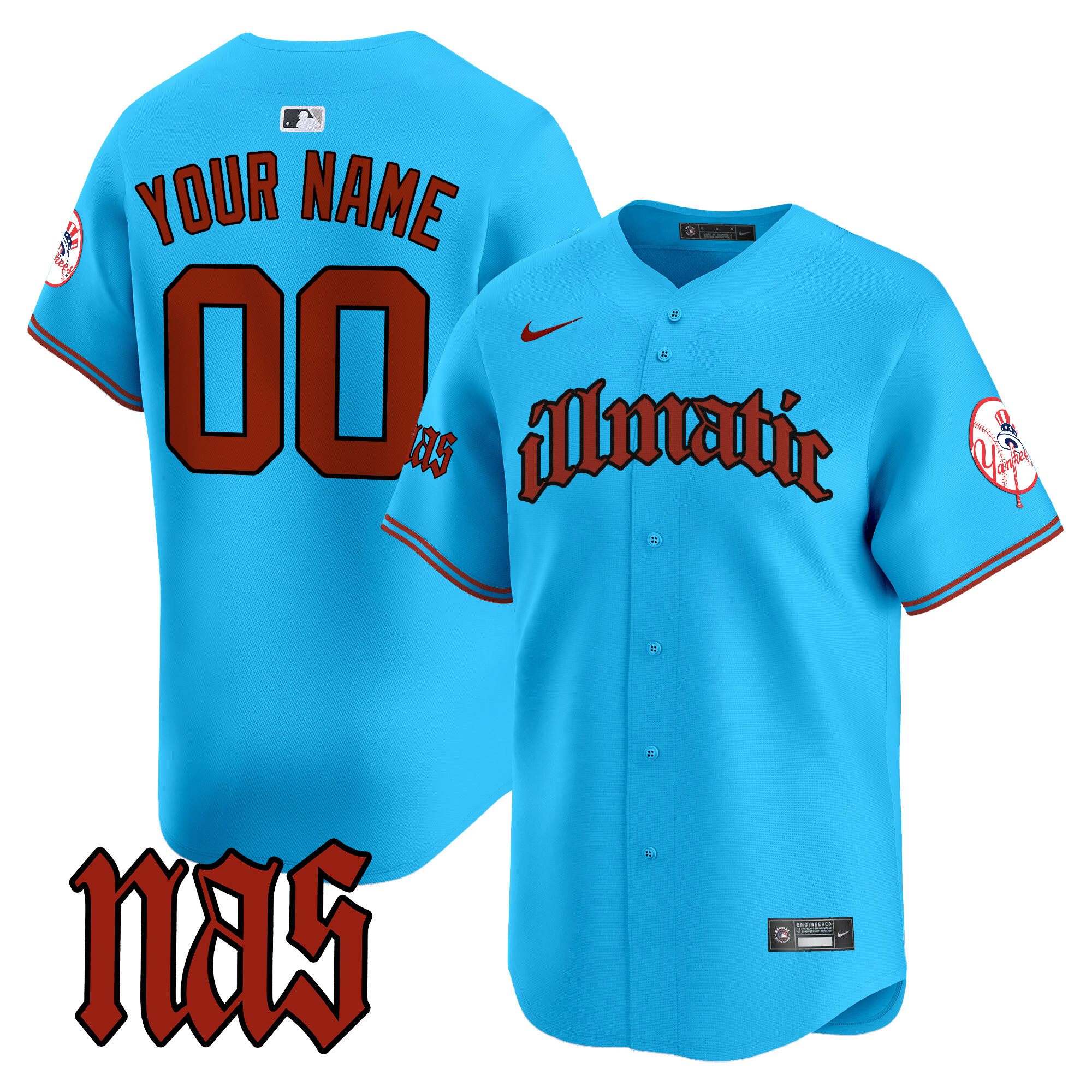 New York Yankees Nas Illmatic Vapor Premier Limited Custom Jersey - All Stitched