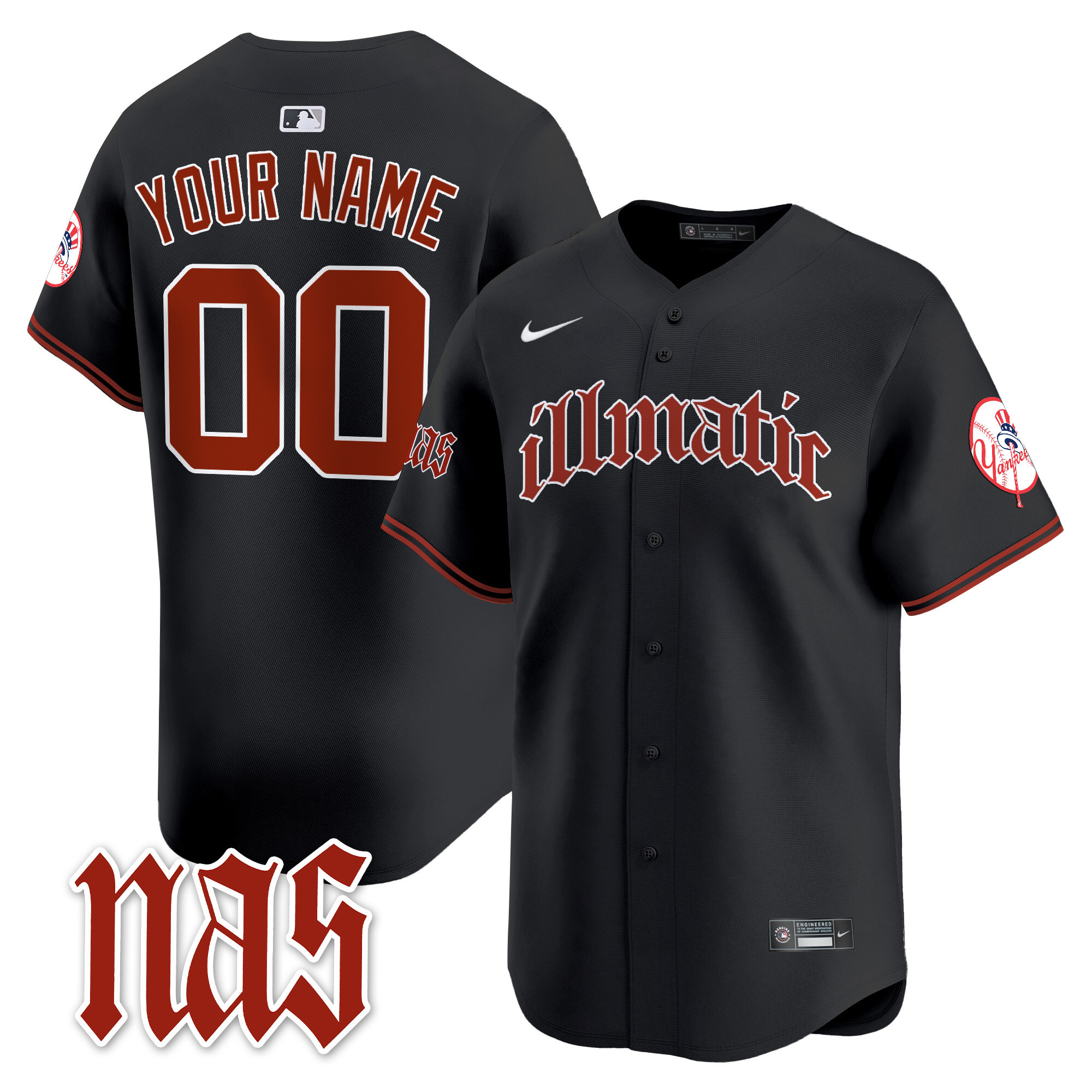 New York Yankees Nas Illmatic Vapor Premier Limited Custom Jersey - All Stitched