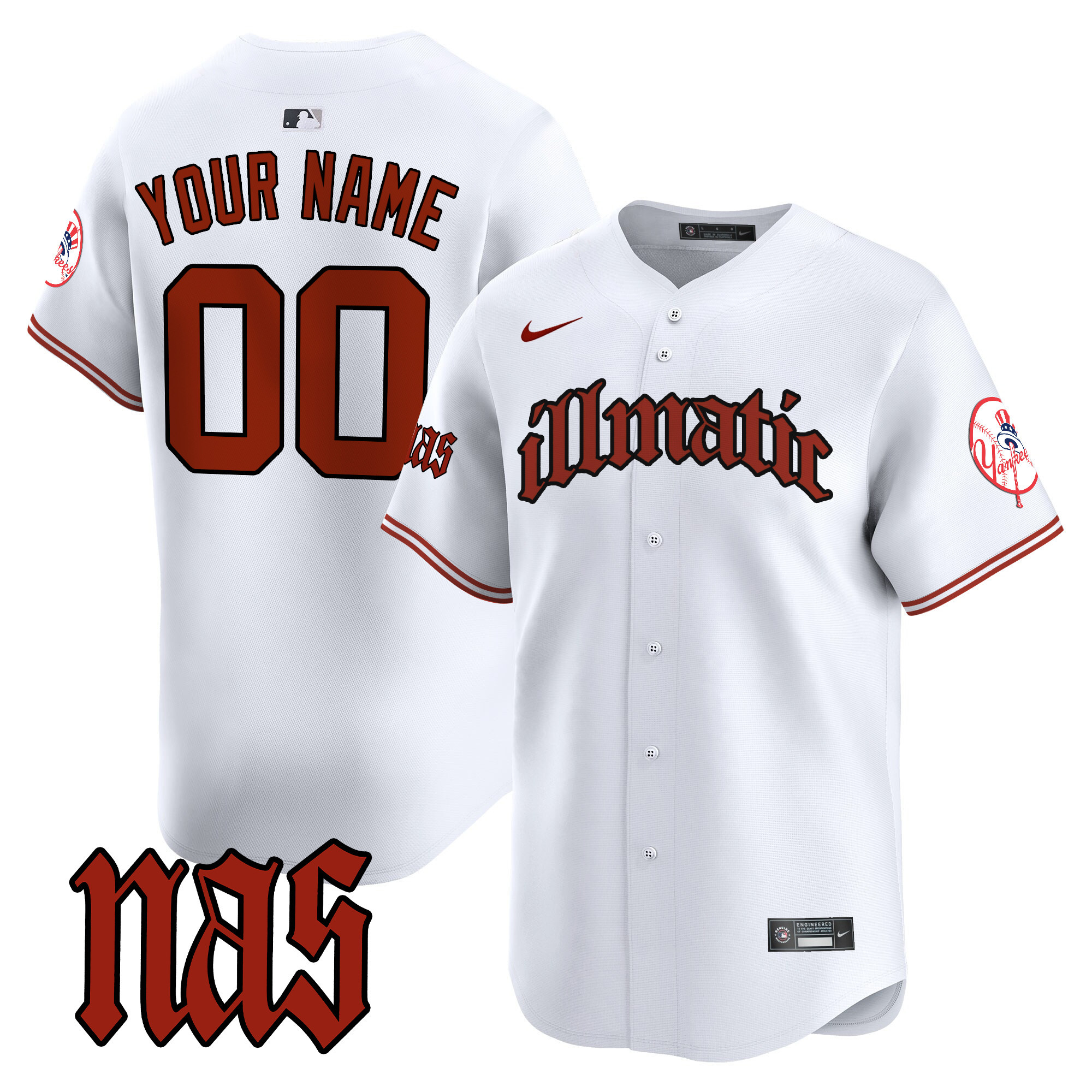 New York Yankees Nas Illmatic Vapor Premier Limited Custom Jersey - All Stitched
