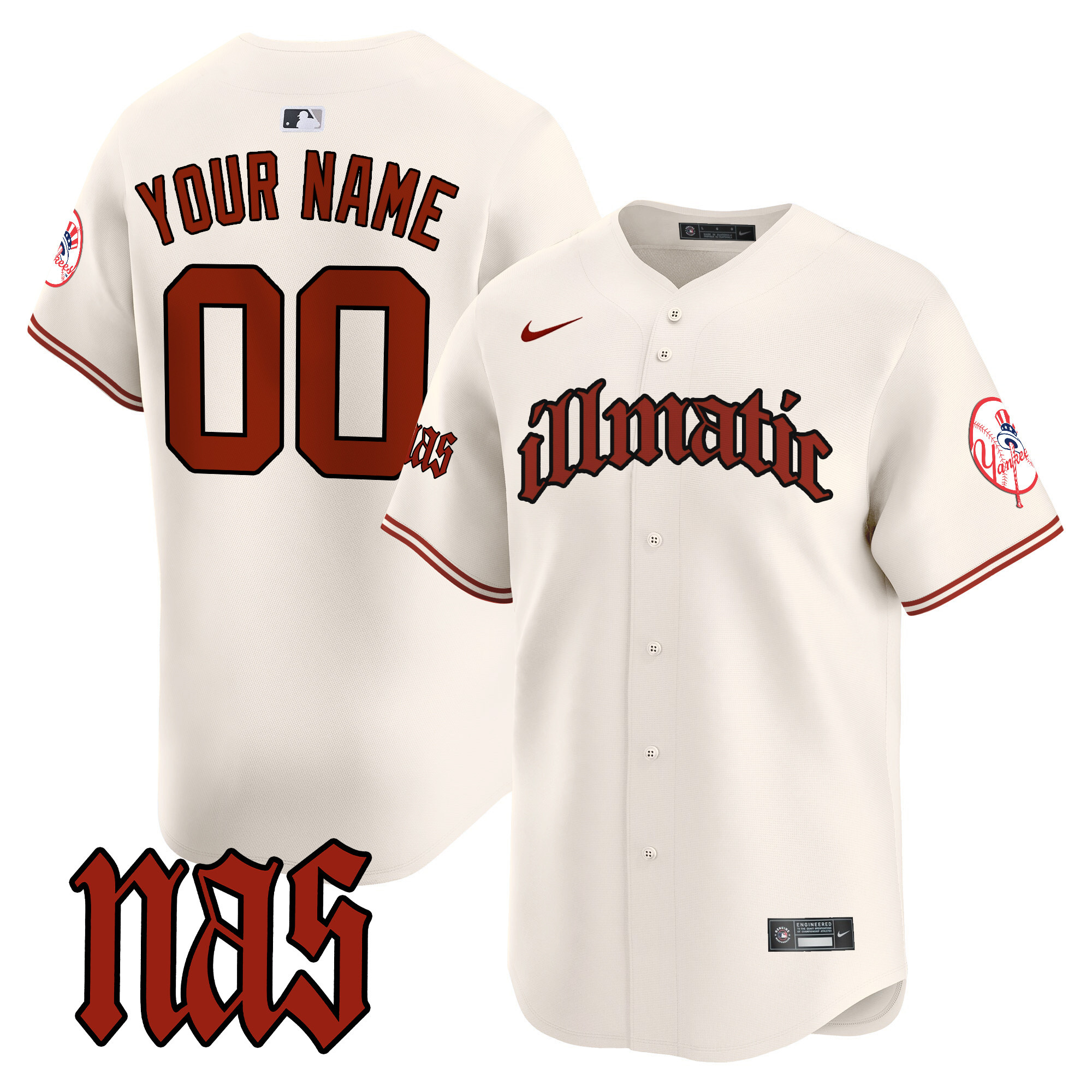 New York Yankees Nas Illmatic Vapor Premier Limited Custom Jersey - All Stitched