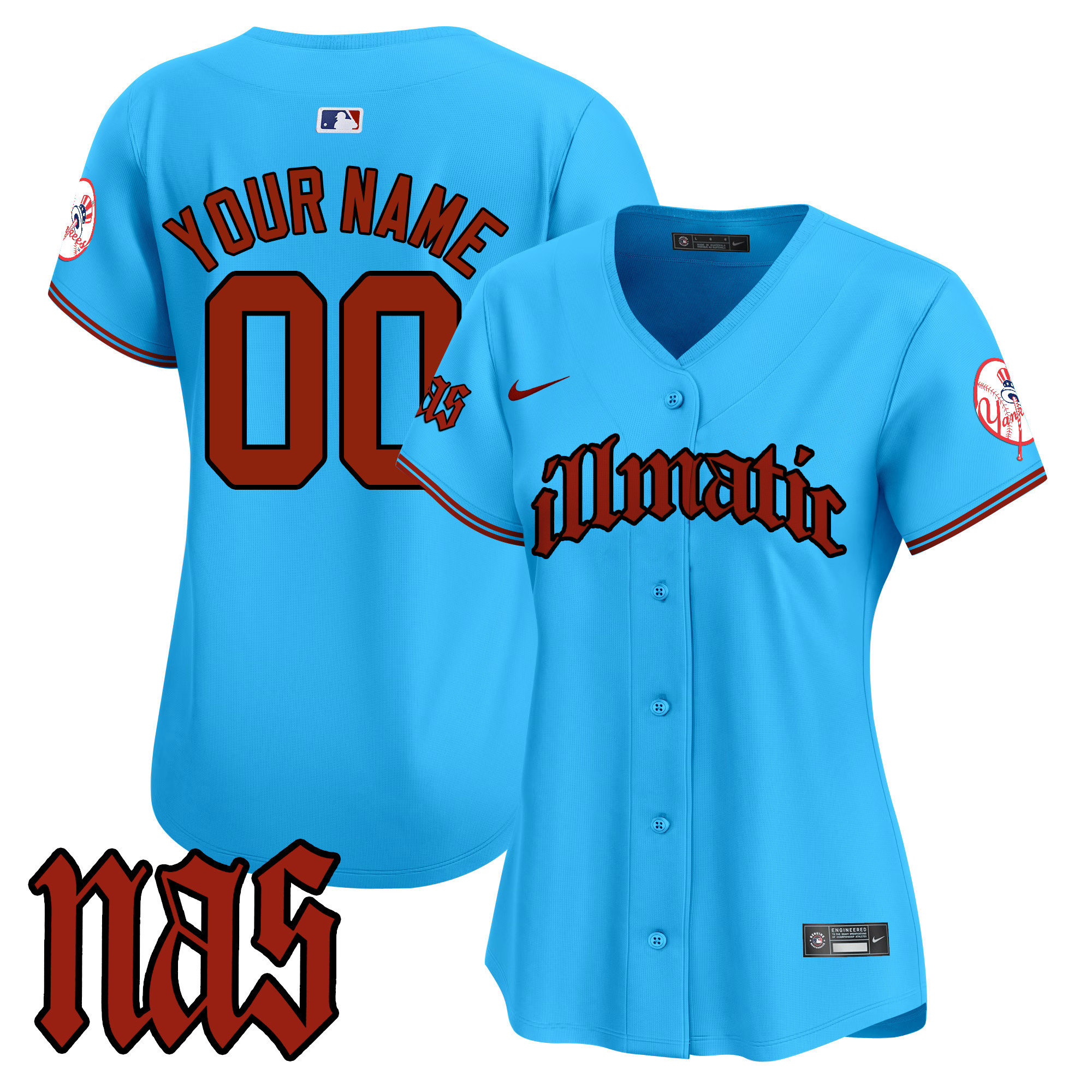 New York Yankees Nas Illmatic Vapor Premier Limited Custom Jersey - All Stitched