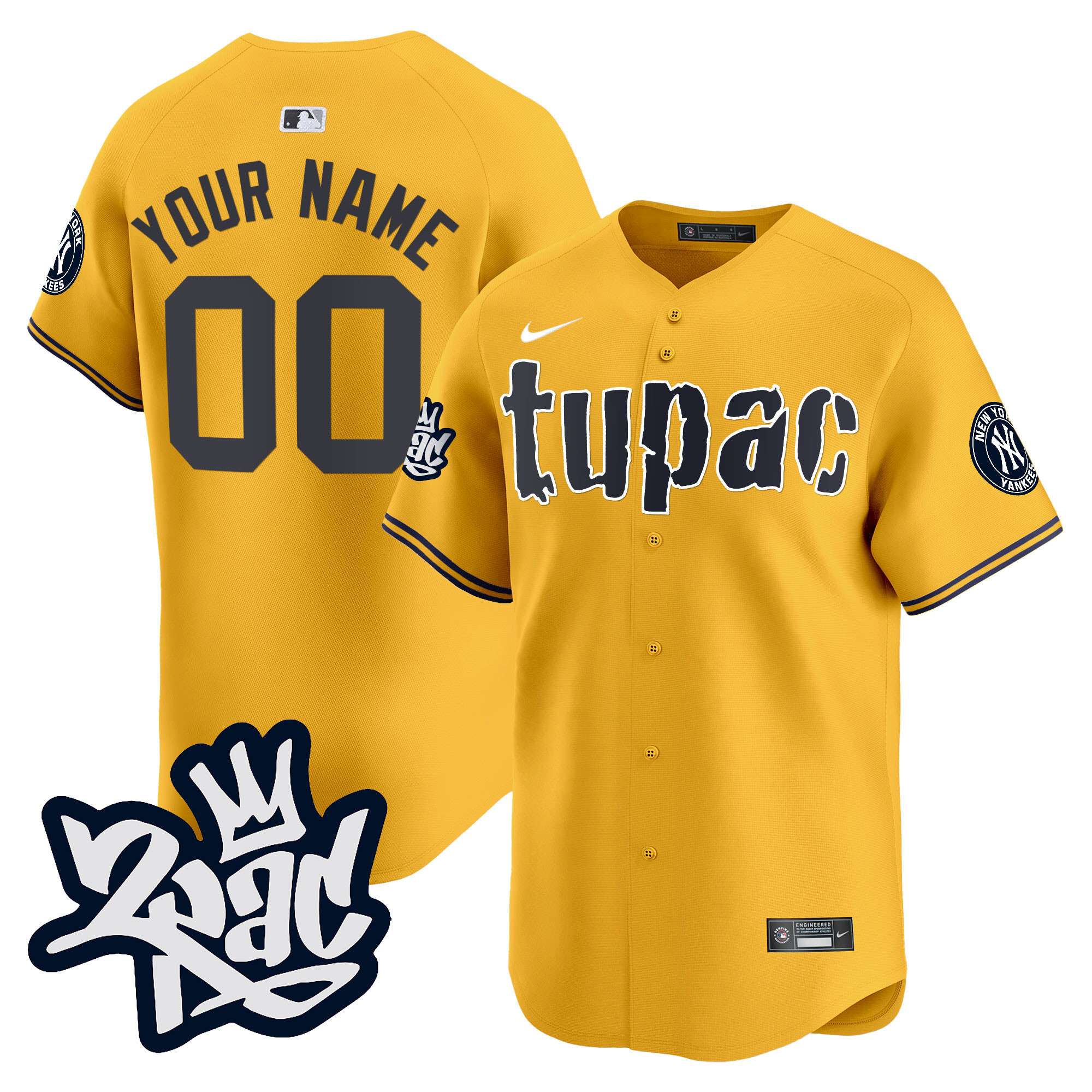 New York Yankees Tupac Shakur Vapor Premier Limited Custom Jersey - All Stitched