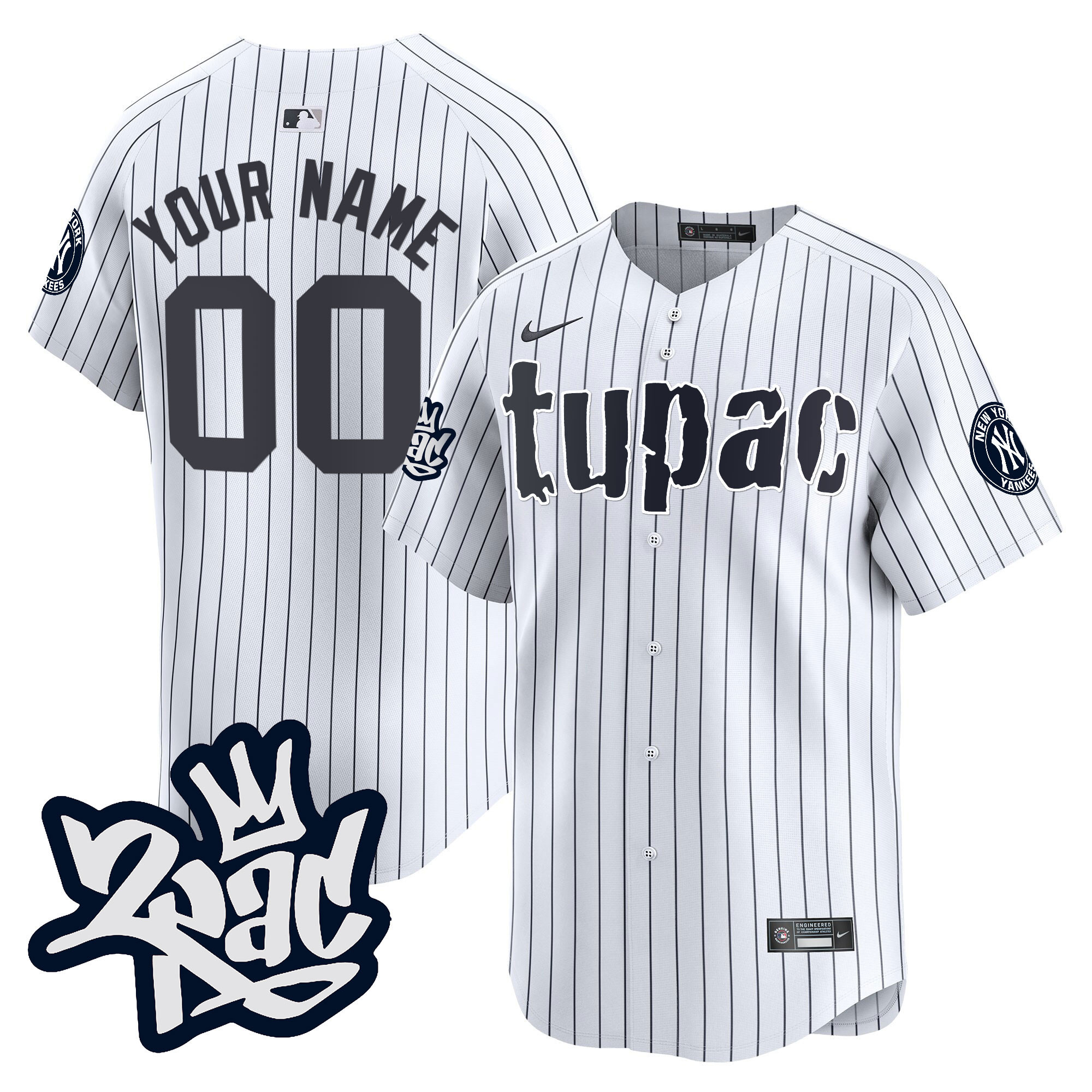 New York Yankees Tupac Shakur Vapor Premier Limited Custom Jersey - All Stitched
