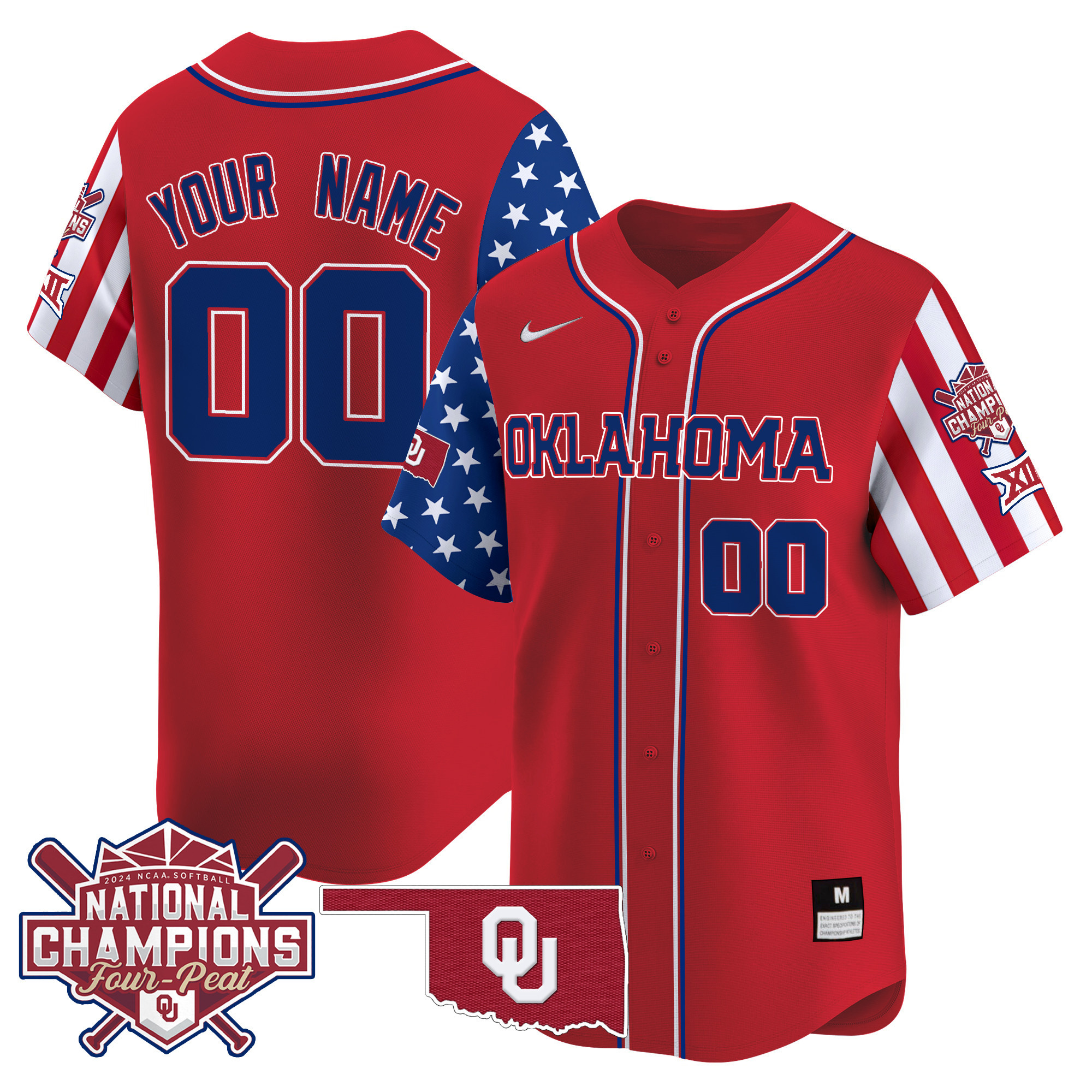 Oklahoma Women's 2024 Independence Day Vapor Premier Limited Custom Jersey - All Stitched