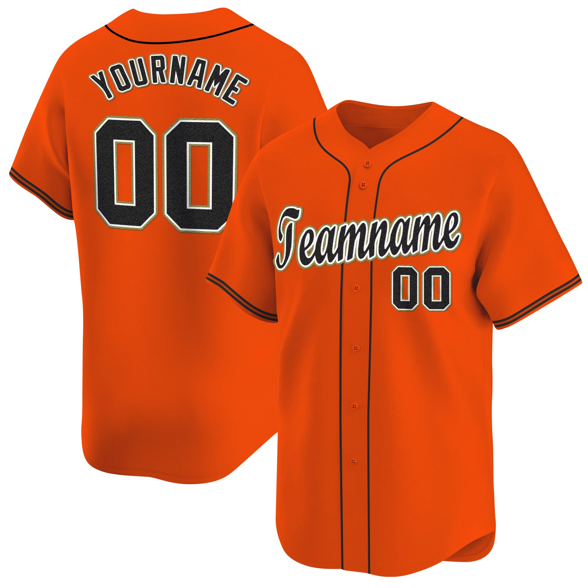 Orange Black Cream-Old Gold Custom Baseball Jersey