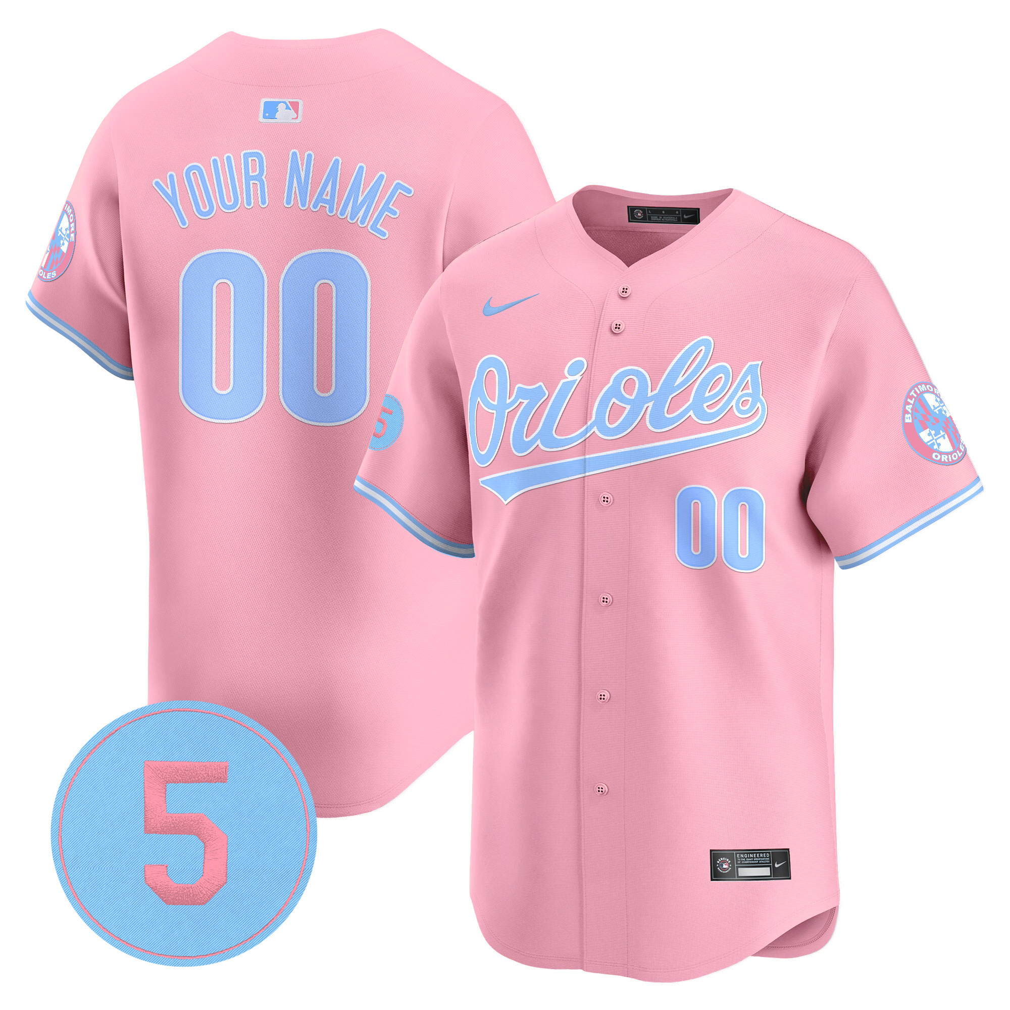 Orioles Bubblegum Pink Robinson Patch Vapor Premier Limited Custom Jersey - All Stitched