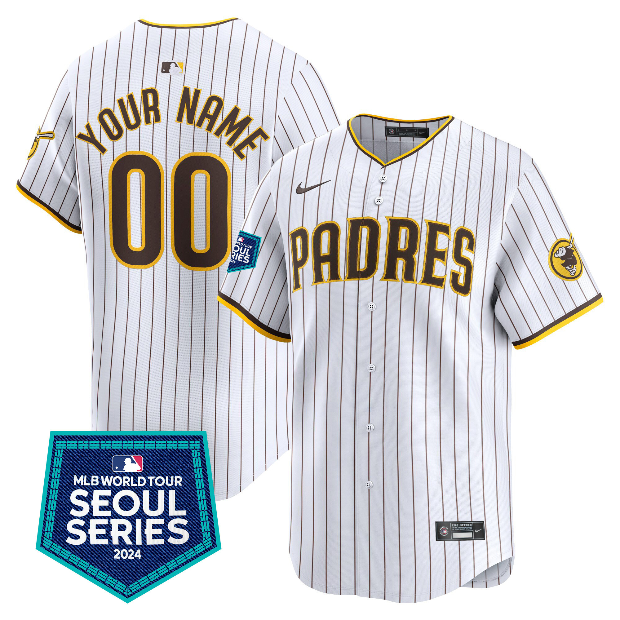 Padres 2024 World Tour Seoul Series Patch Vapor Premier Limited Custom Jersey – All Stitched