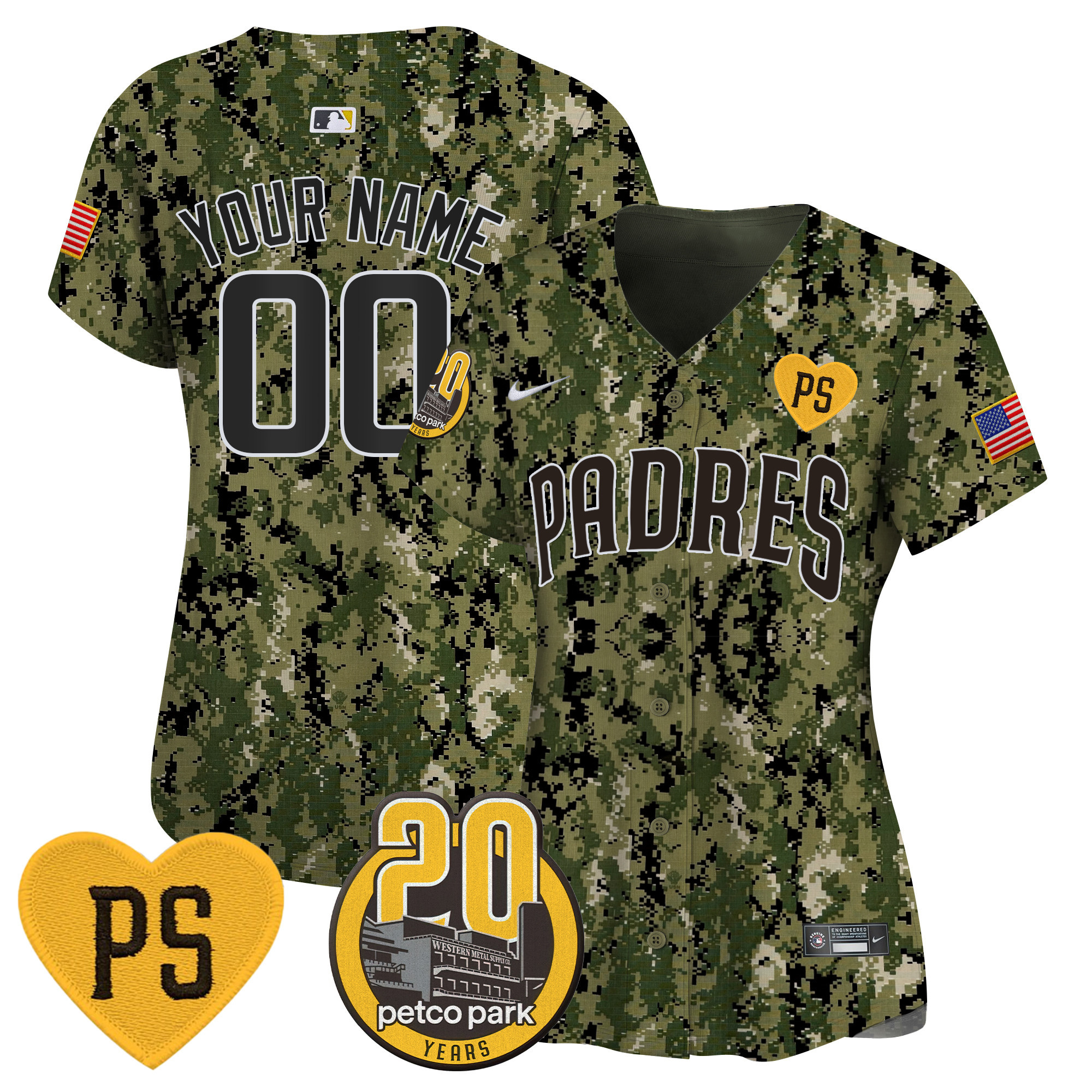 Padres “For Peter” & Petco Park 20th Patch USMC Vapor Premier Limited Custom Jersey – All Stitched