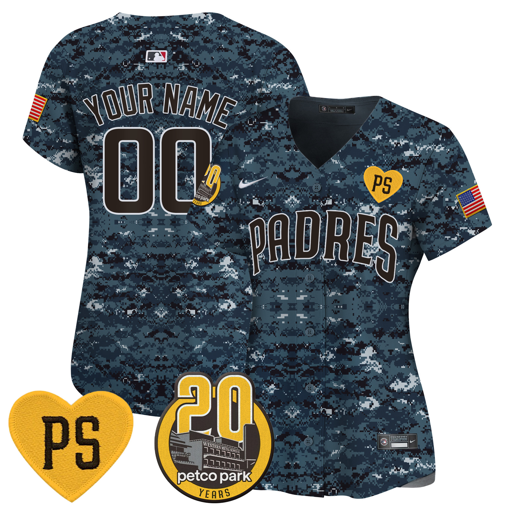 Padres “For Peter” & Petco Park 20th Patch USMC Vapor Premier Limited Custom Jersey – All Stitched
