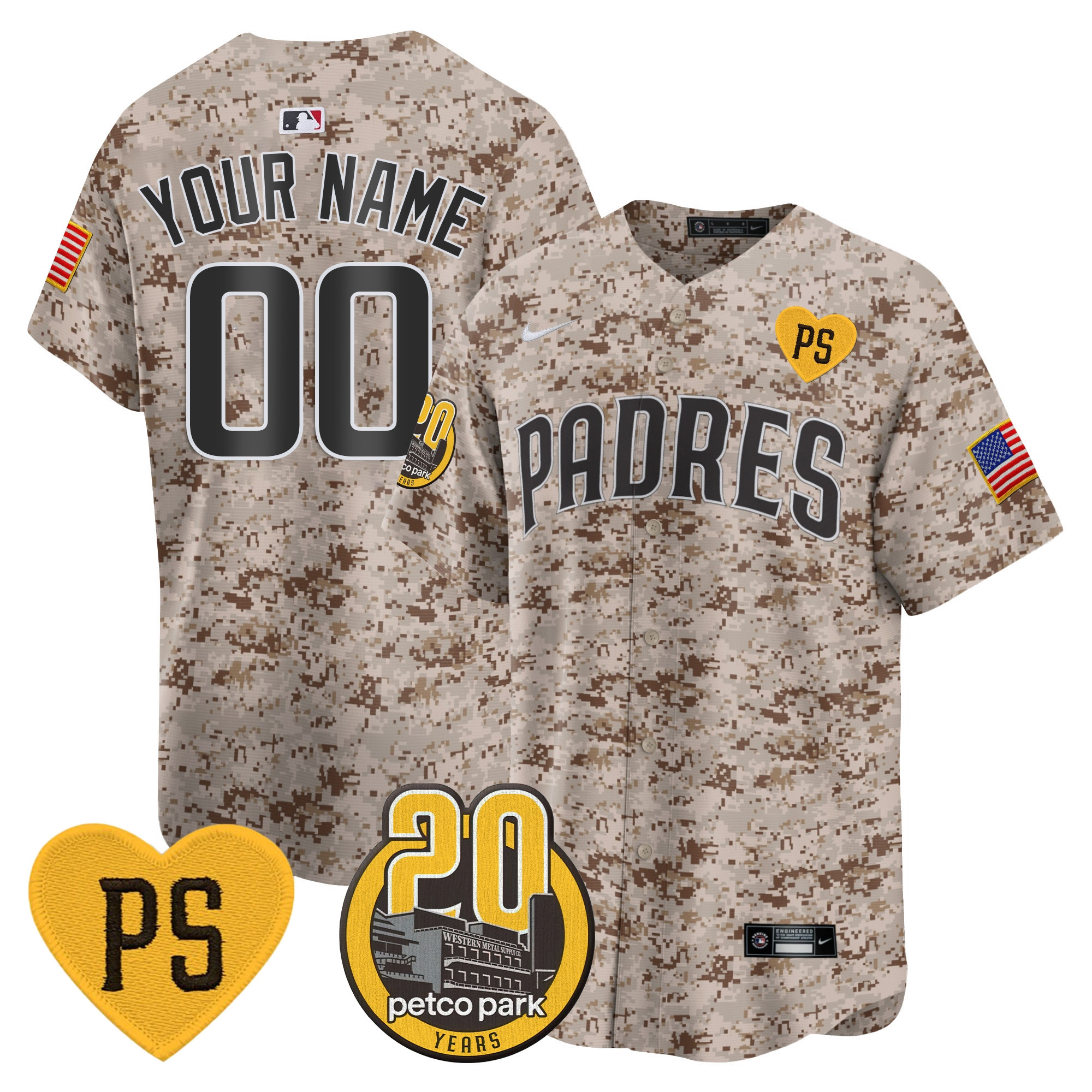 Padres “For Peter” & Petco Park 20th Patch USMC Vapor Premier Limited Custom Jersey – All Stitched