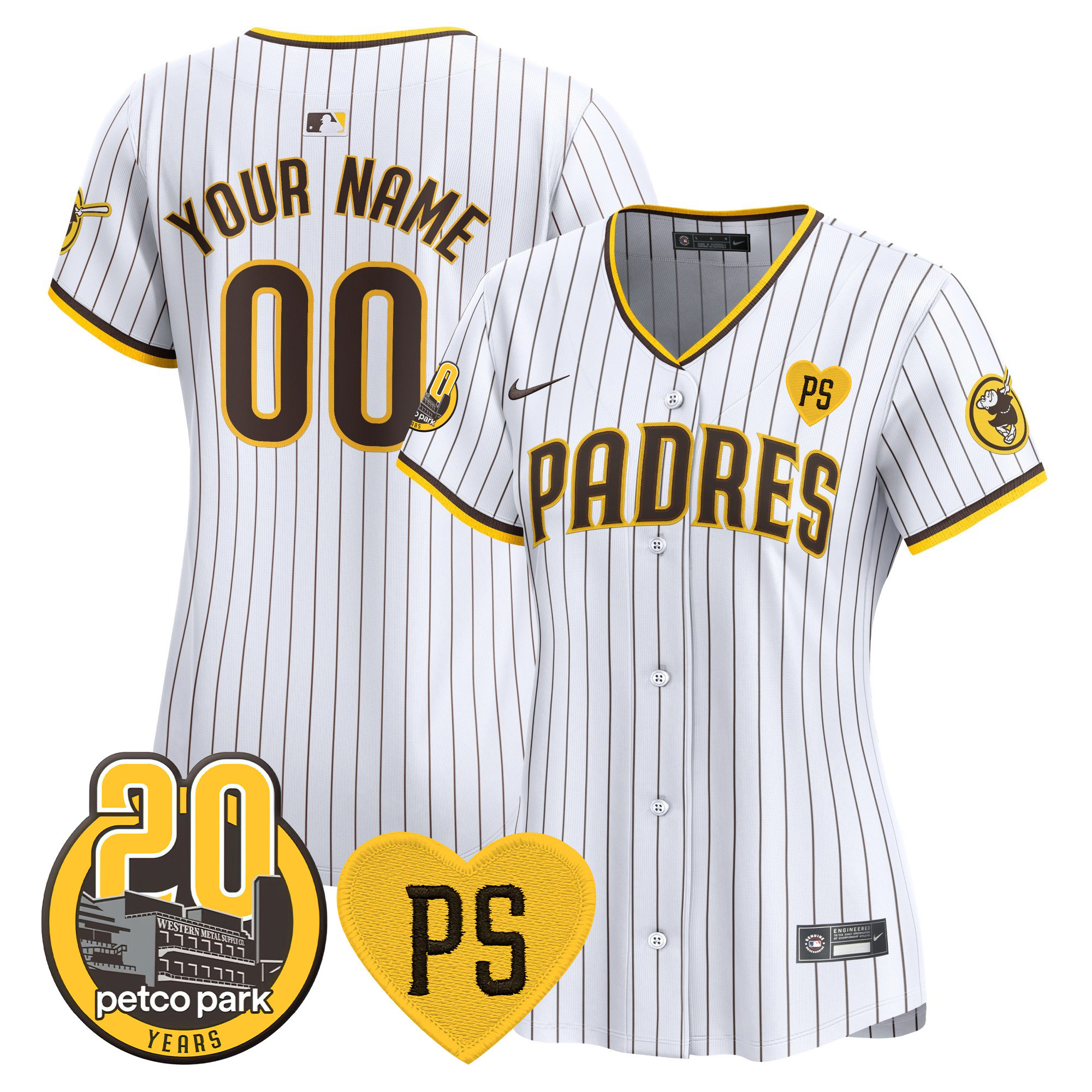 Padres “For Peter” & Petco Park 20th Patch Vapor Premier Limited Custom Jersey - All Stitched