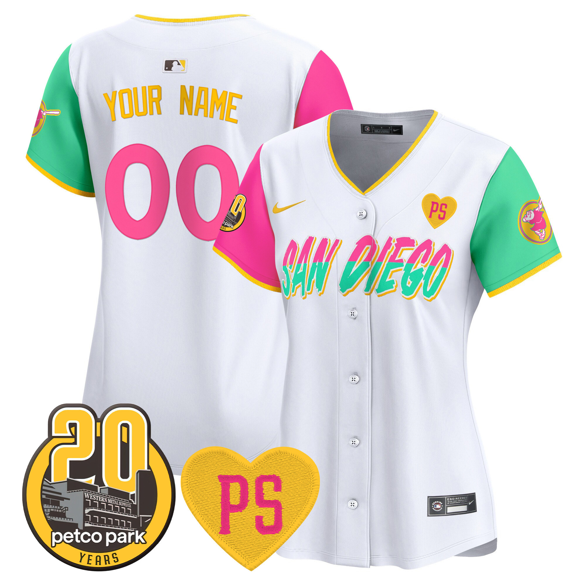 Padres “For Peter” & Petco Park 20th Patch Vapor Premier Limited Custom Jersey - All Stitched