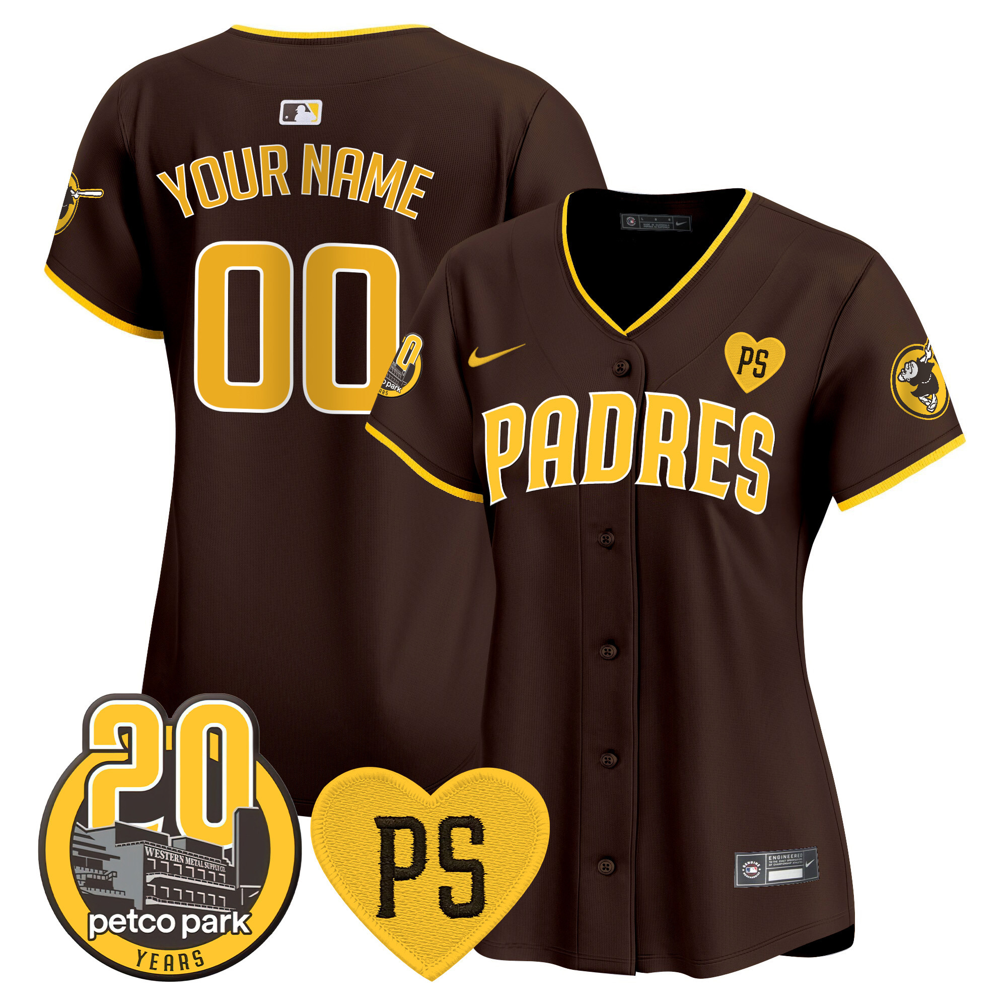 Padres “For Peter” & Petco Park 20th Patch Vapor Premier Limited Custom Jersey - All Stitched