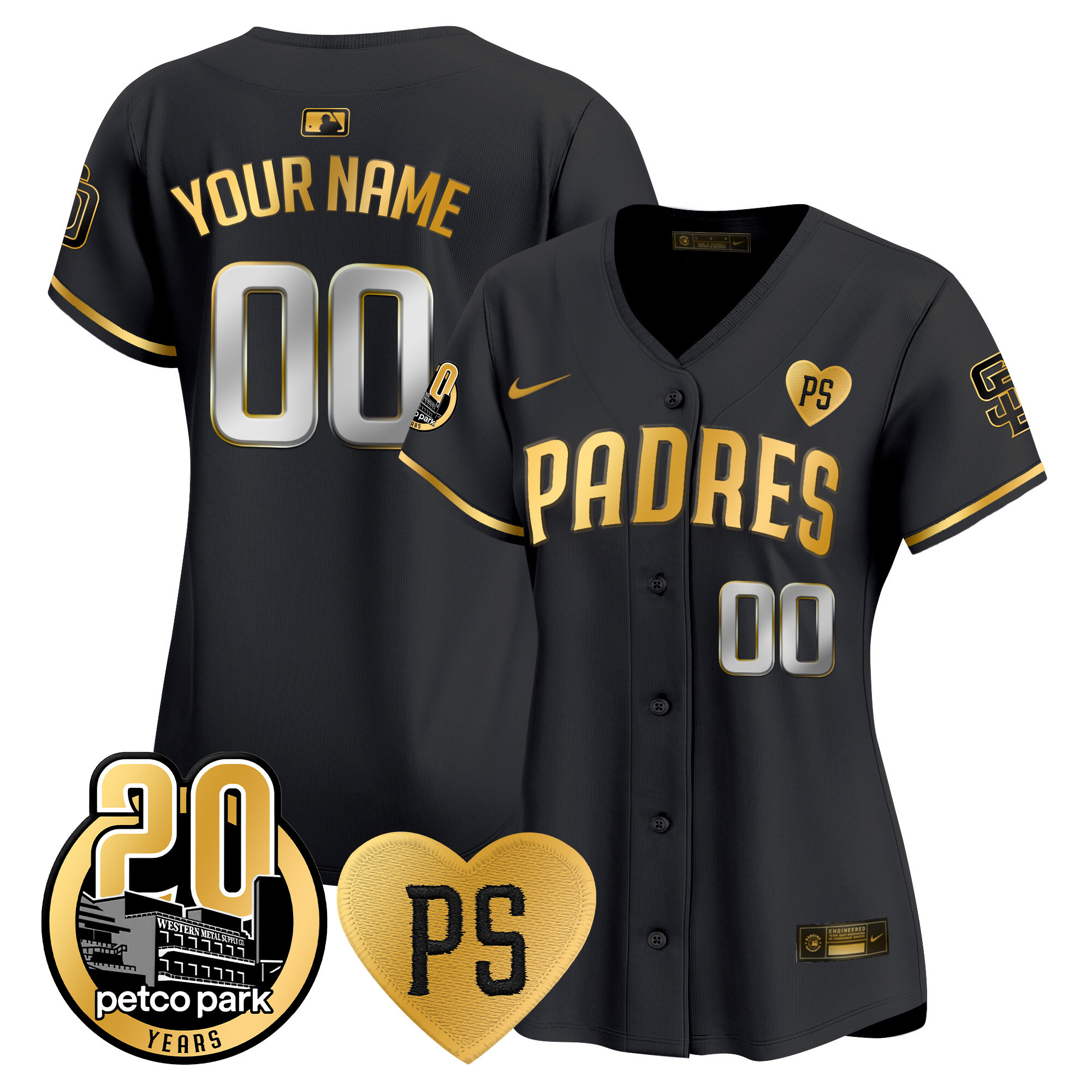 Padres “For Peter” & Petco Park 20th Patch Vapor Premier Limited Custom Jersey - All Stitched
