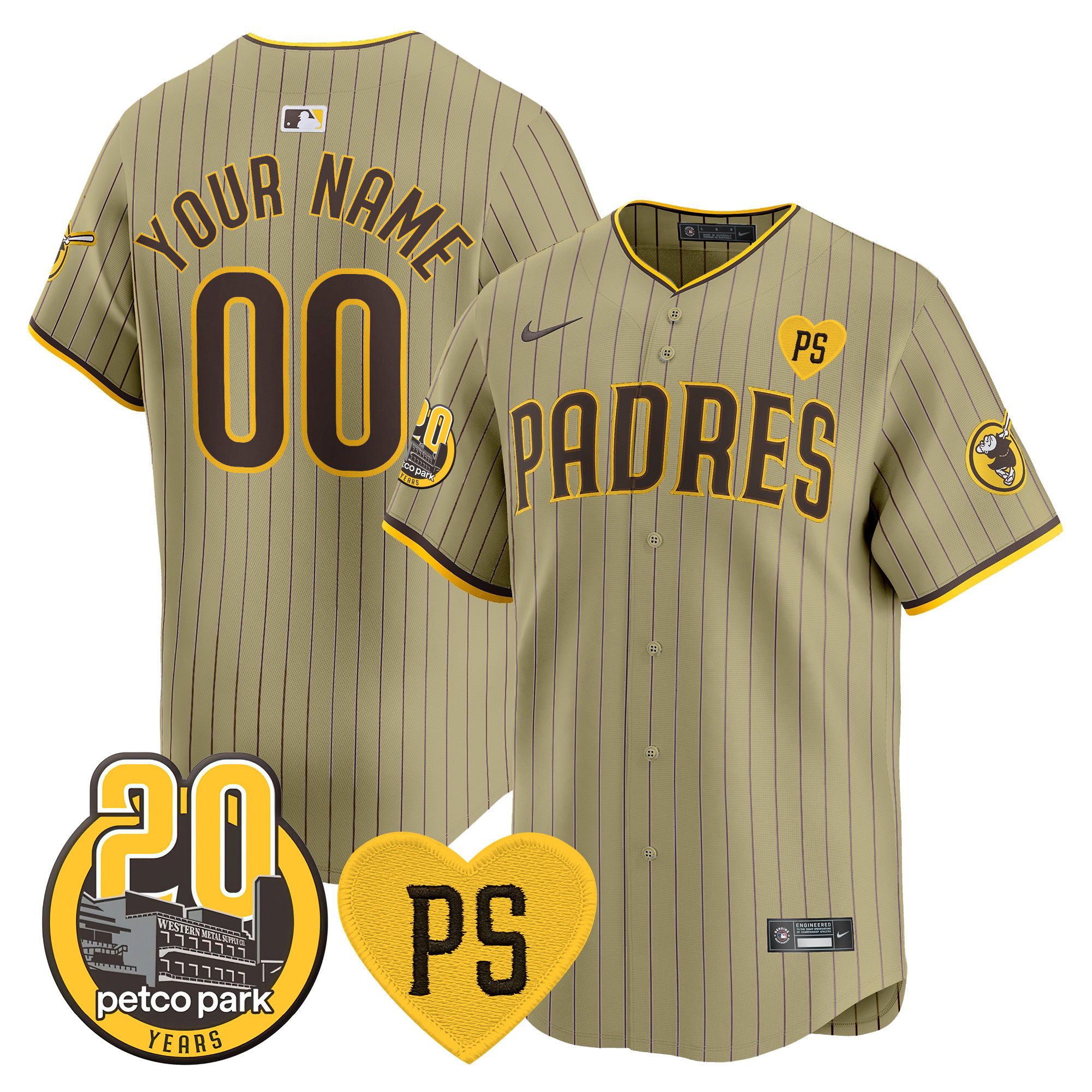 Padres “For Peter” & Petco Park 20th Patch Vapor Premier Limited Custom Jersey - All Stitched
