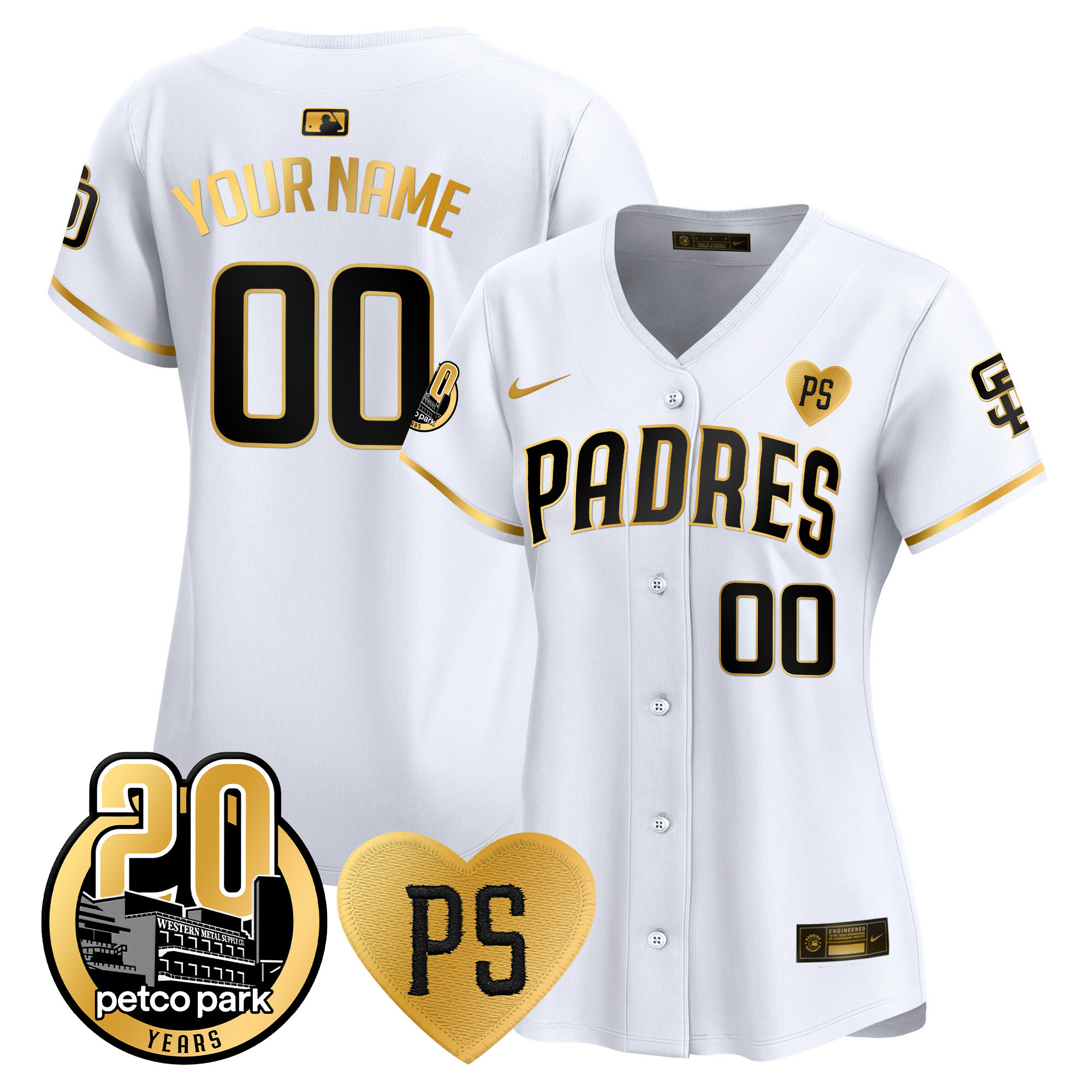 Padres “For Peter” & Petco Park 20th Patch Vapor Premier Limited Custom Jersey - All Stitched