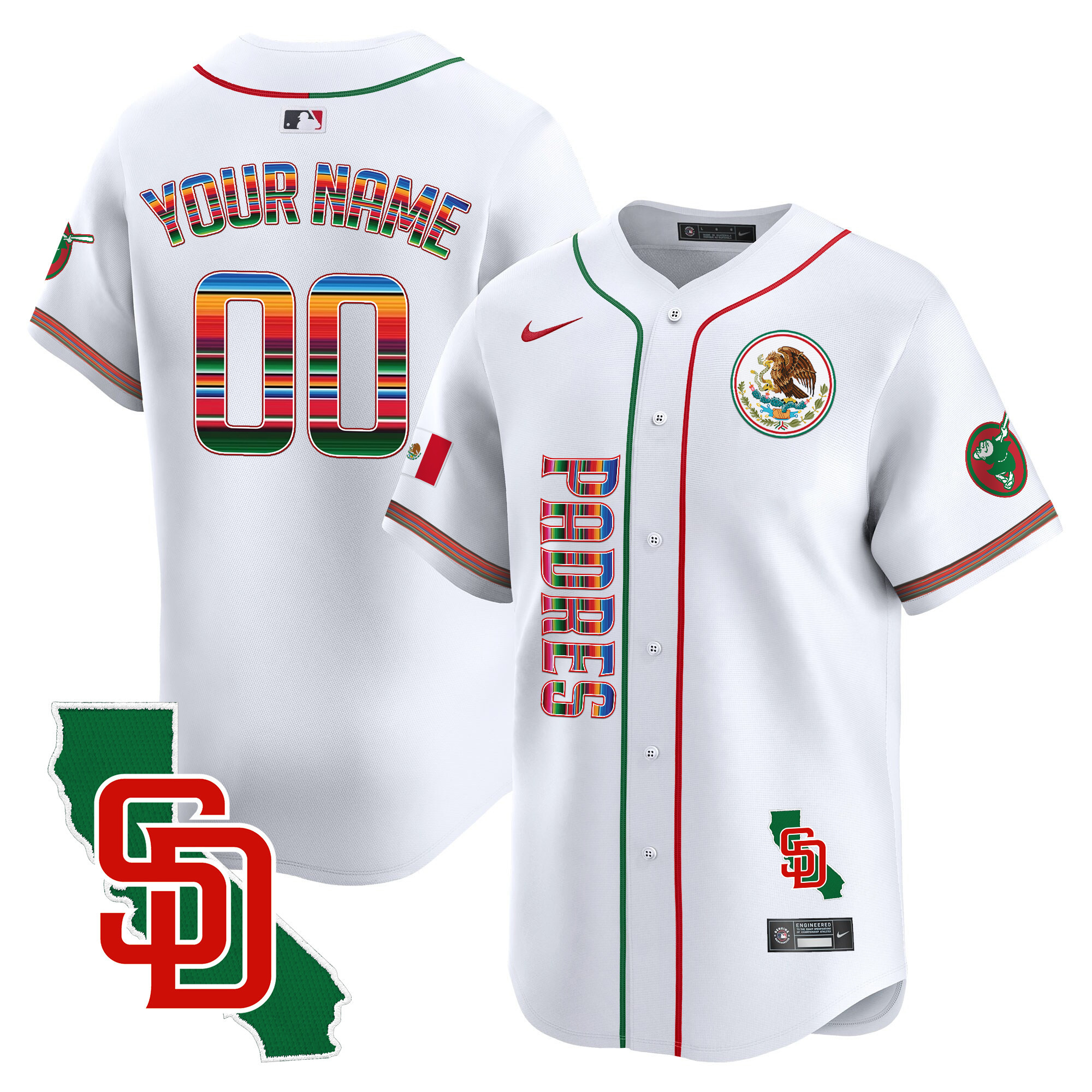 Padres Mexico California Patch Vapor Premier Limited Custom Jersey V2 – All Stitched
