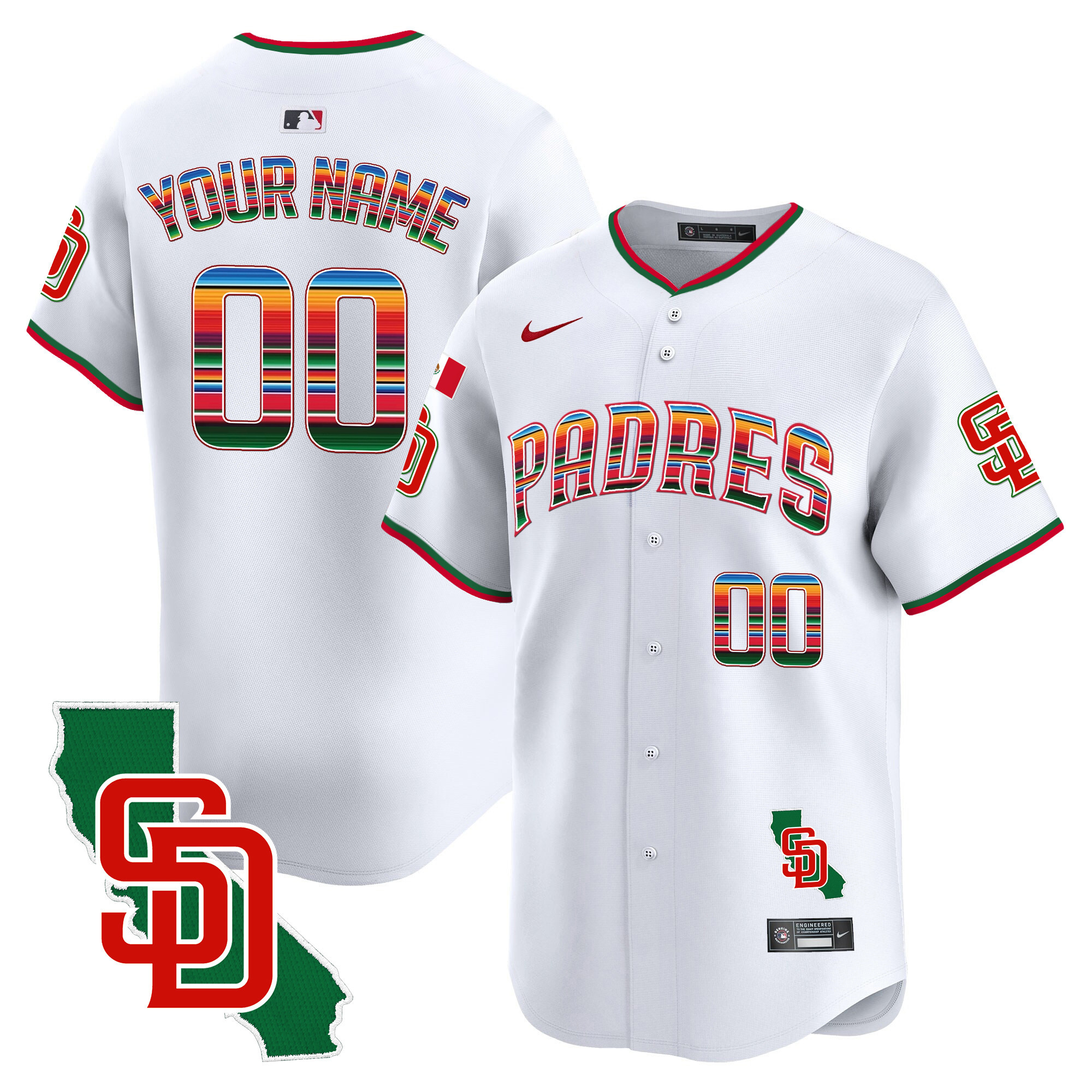 Padres Mexico California Patch Vapor Premier Limited Custom Jersey V3 – All Stitched
